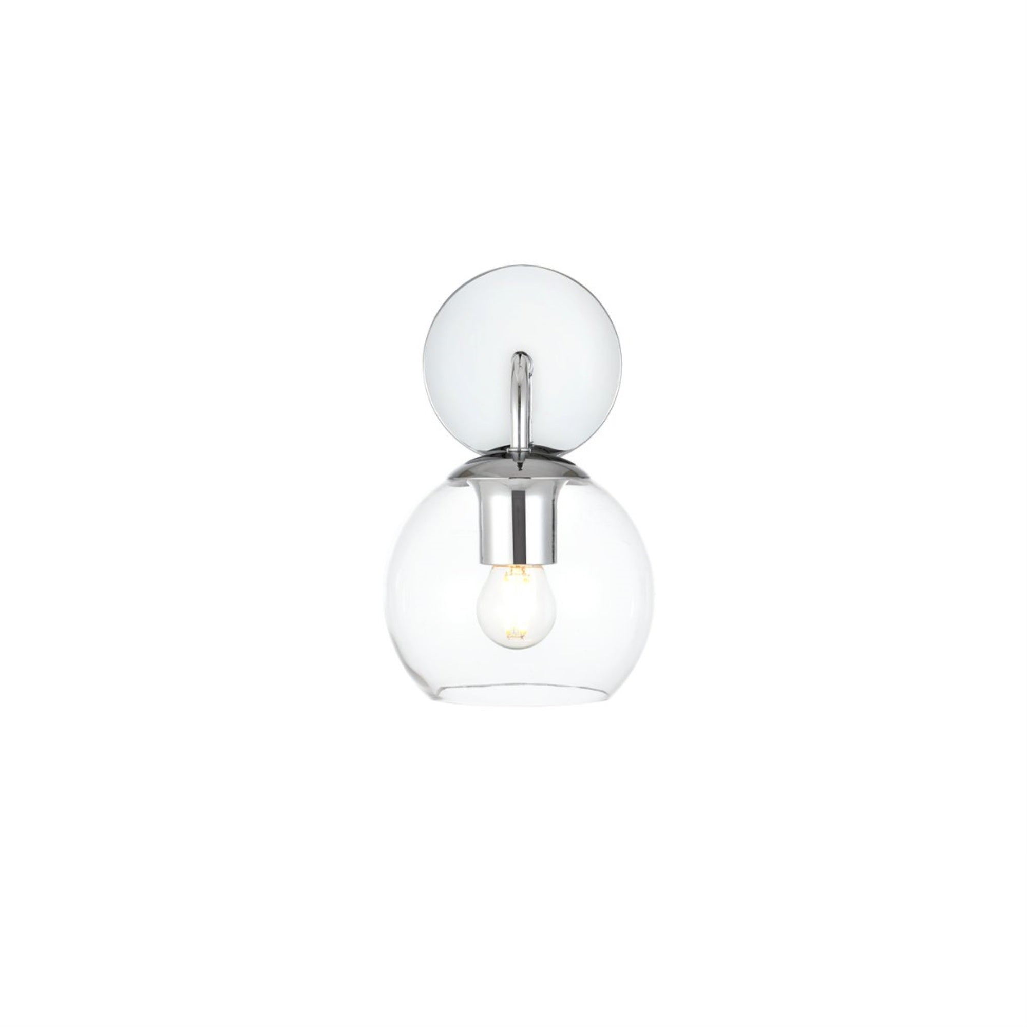 Living District Chrome Glass Bath Sconce - 1-Light Modern Iron & Clear Design