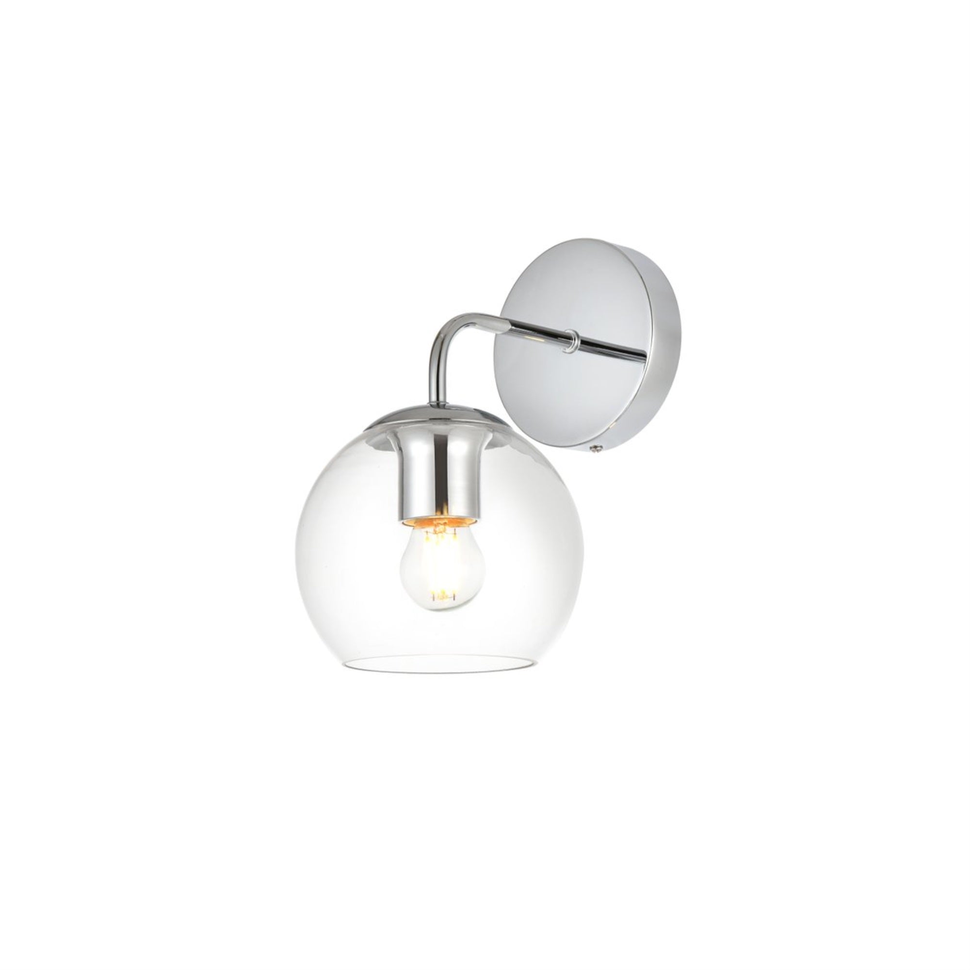 Living District Chrome Glass Bath Sconce - 1-Light Modern Iron & Clear Design