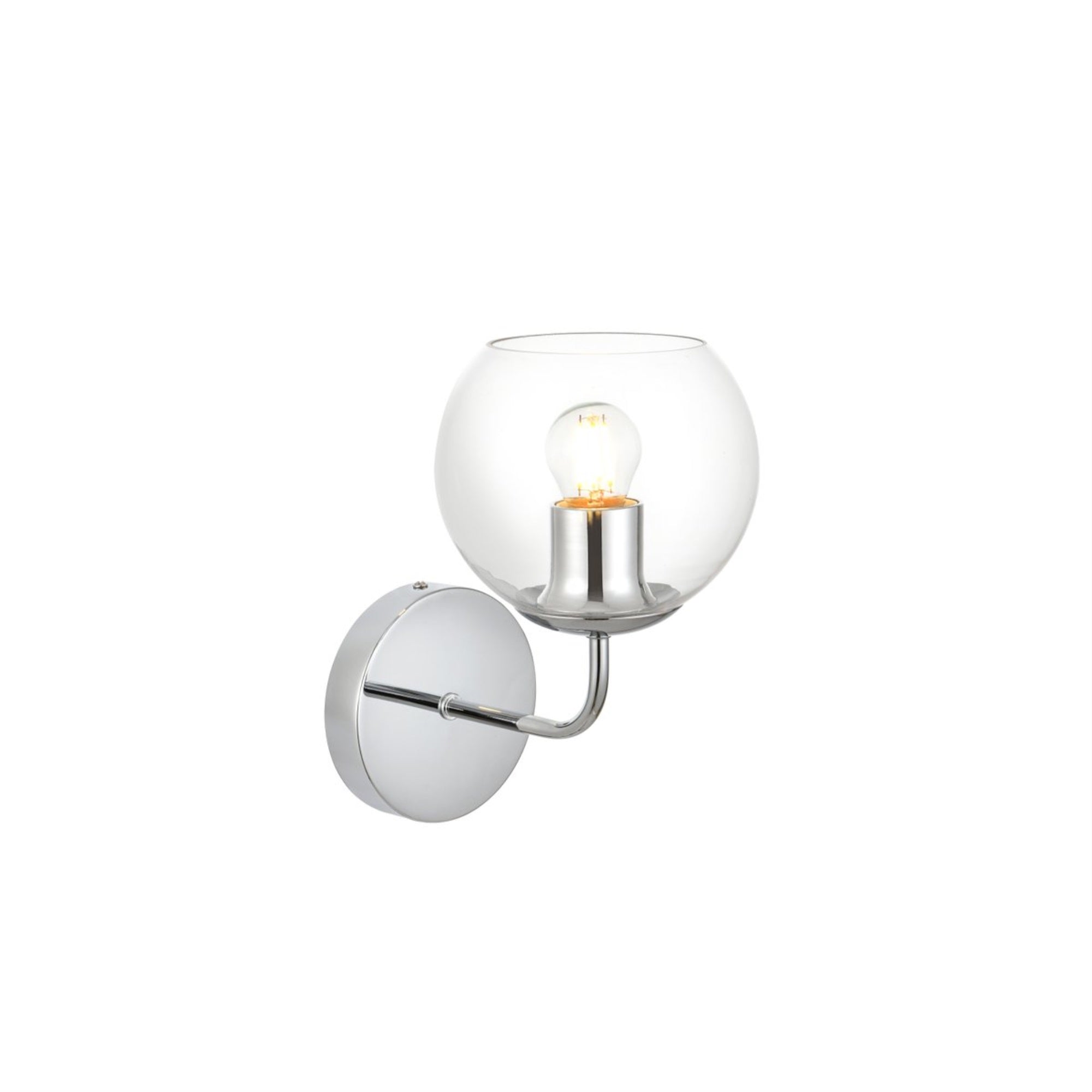 Living District Chrome Glass Bath Sconce - 1-Light Modern Iron & Clear Design
