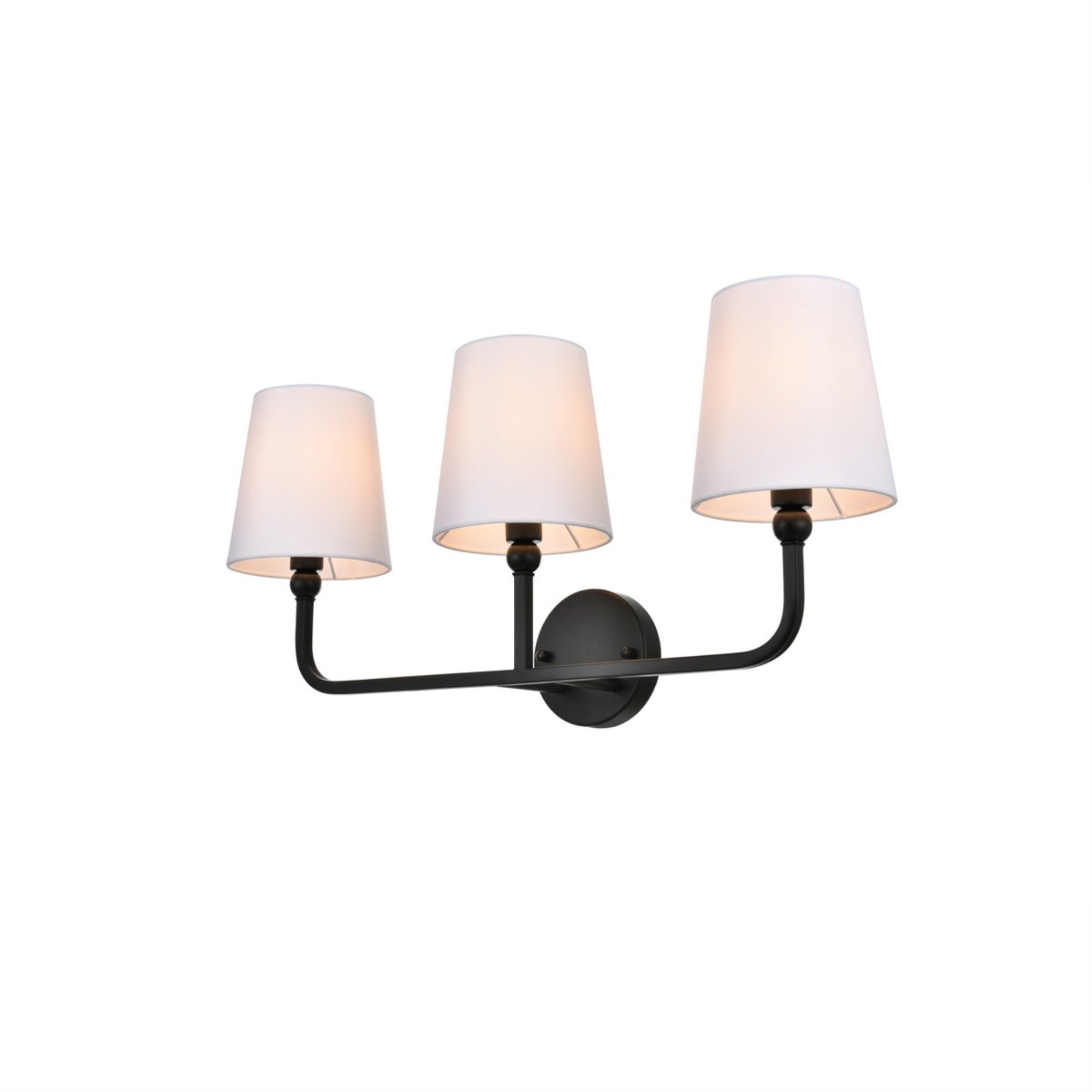 Living District 3-Light Black/White Metal & Fabric Bath Sconce - Modern Bathroom Lighting