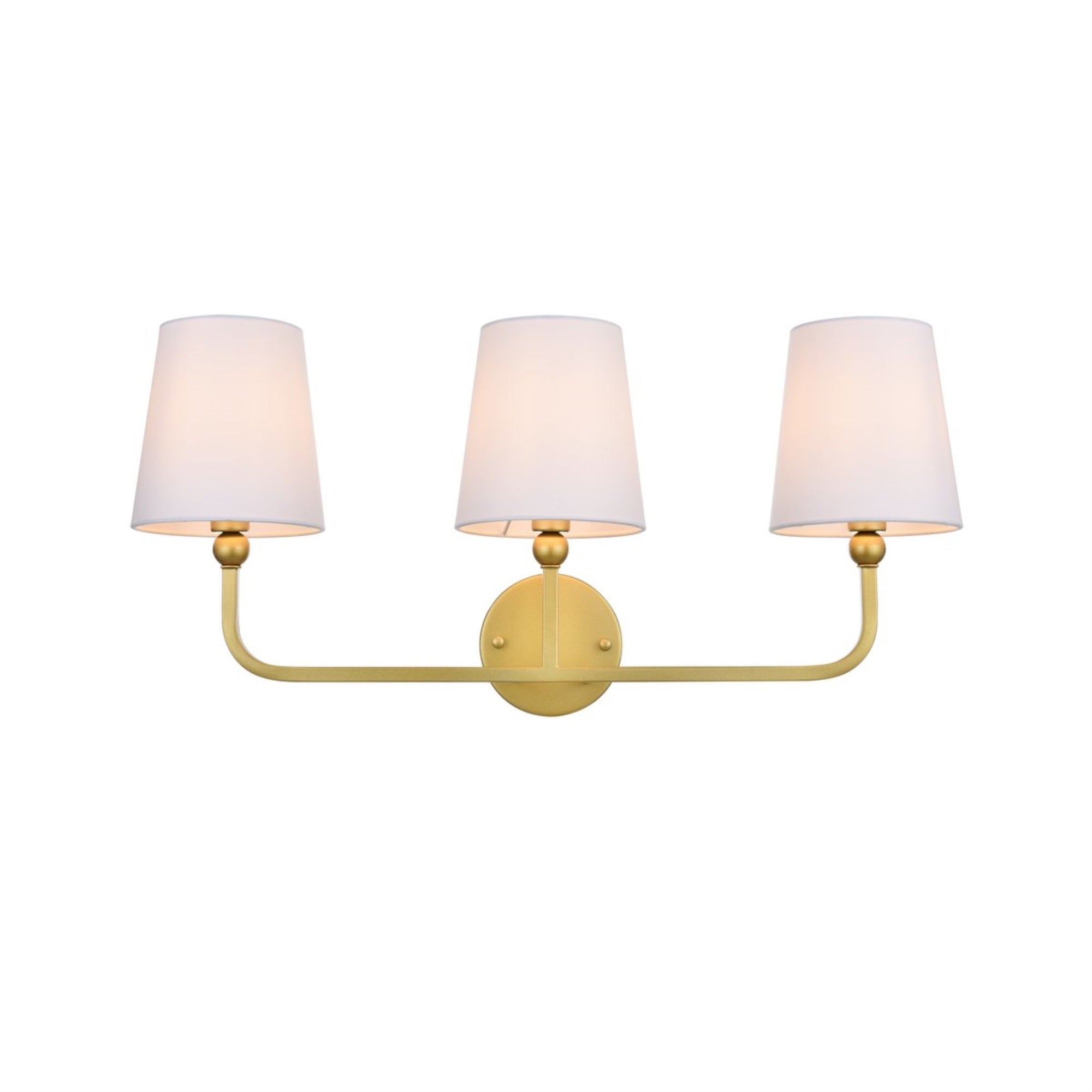 Living District Colson 3-Light Brass & White Metal Bath Sconce - Modern Lighting Fixture