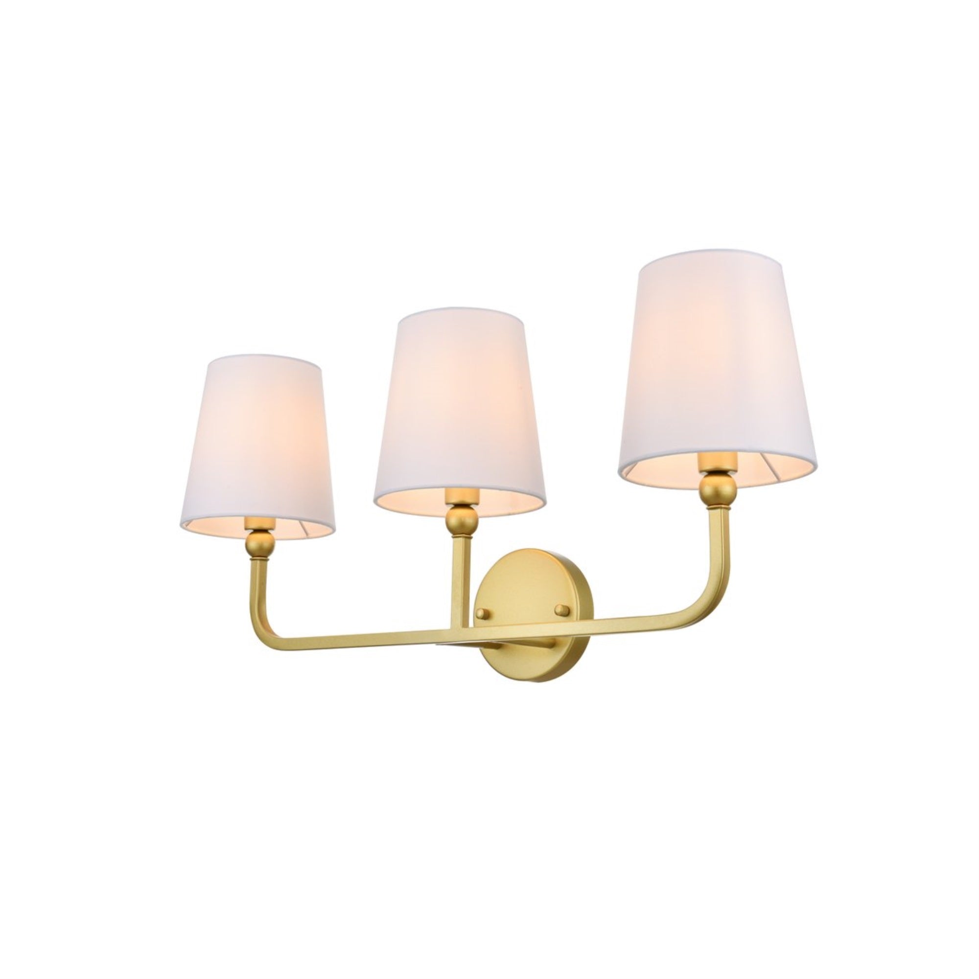 Living District Colson 3-Light Brass & White Metal Bath Sconce - Modern Lighting Fixture