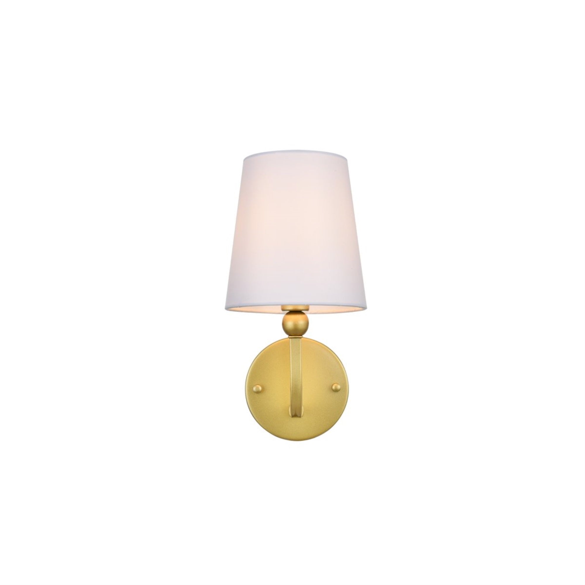 Living District Colson Bath Sconce, 1-Light, Metal & Fabric, Brass/White, Model LD7322W6BRA