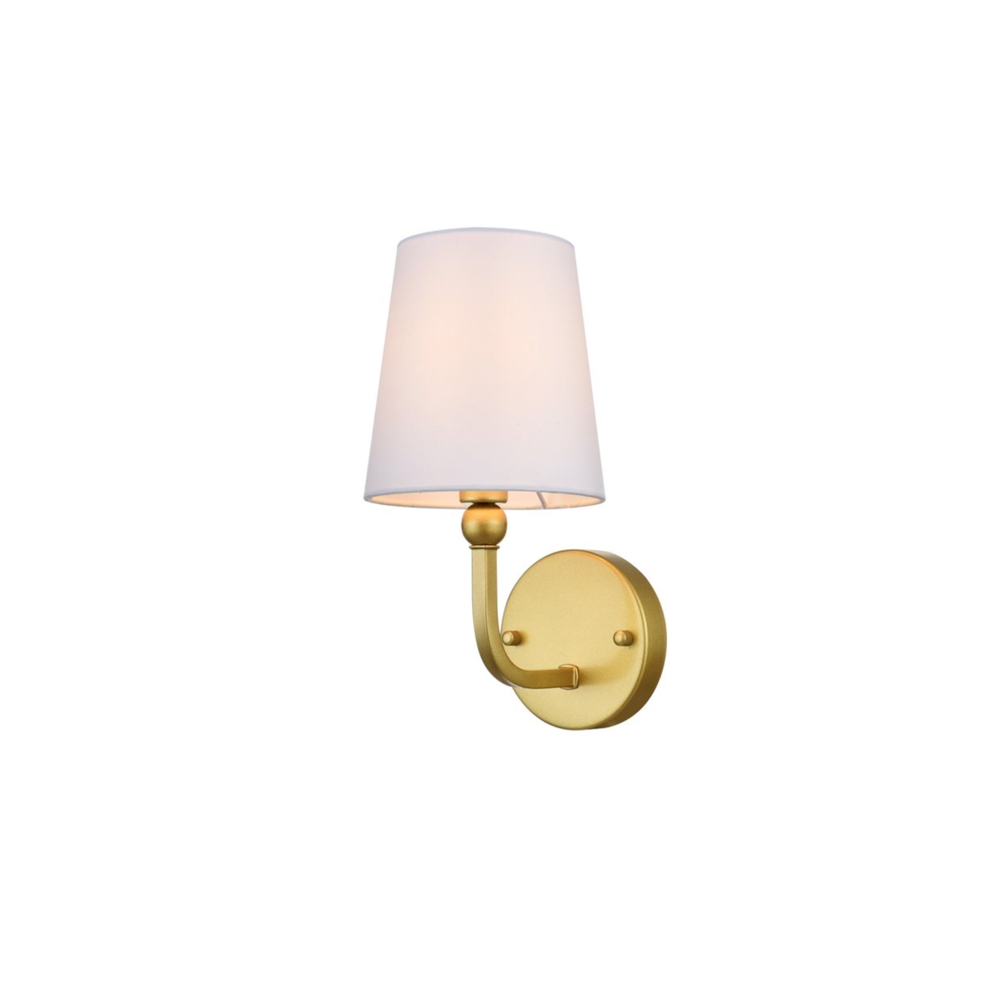 Living District Colson Bath Sconce, 1-Light, Metal & Fabric, Brass/White, Model LD7322W6BRA