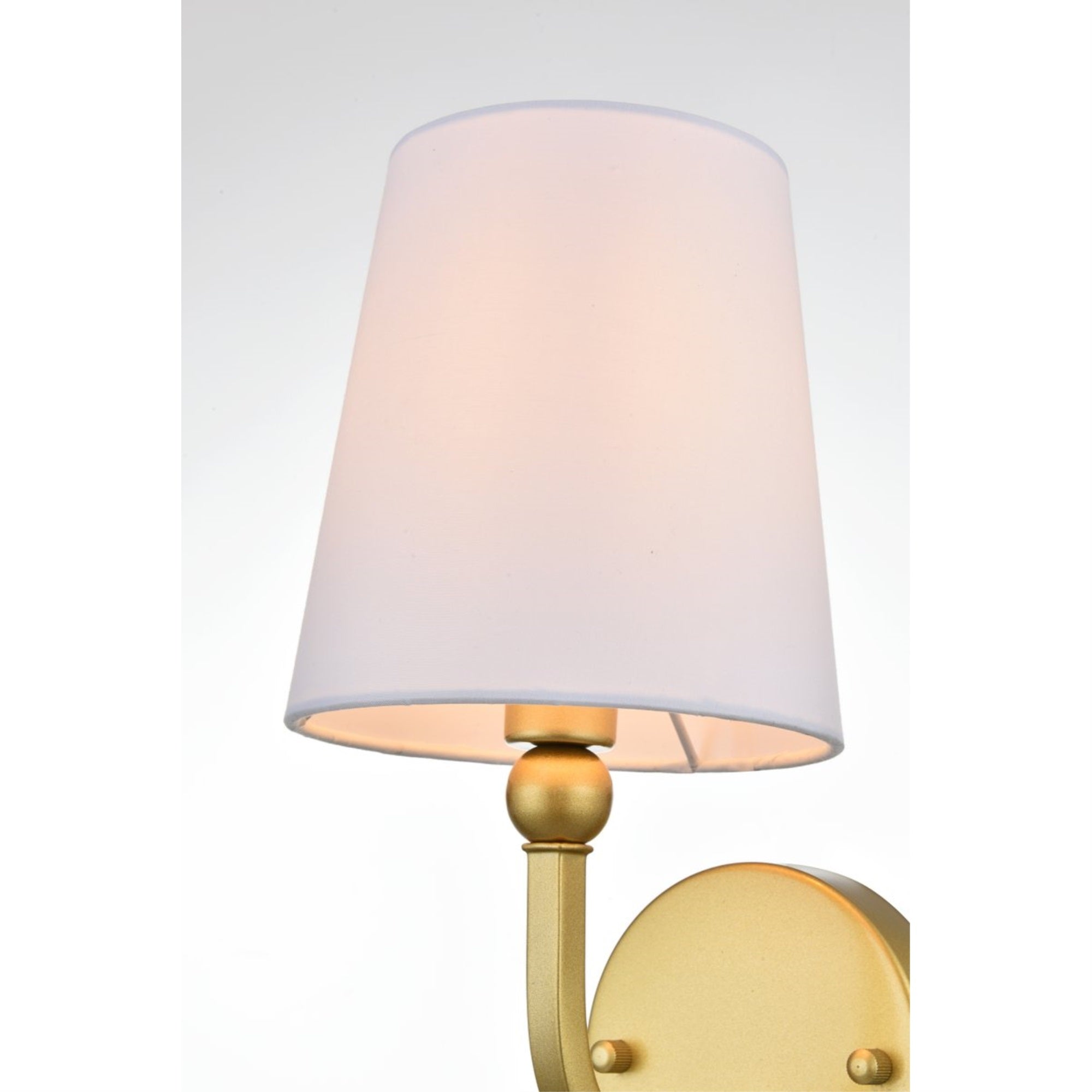 Living District Colson Bath Sconce, 1-Light, Metal & Fabric, Brass/White, Model LD7322W6BRA