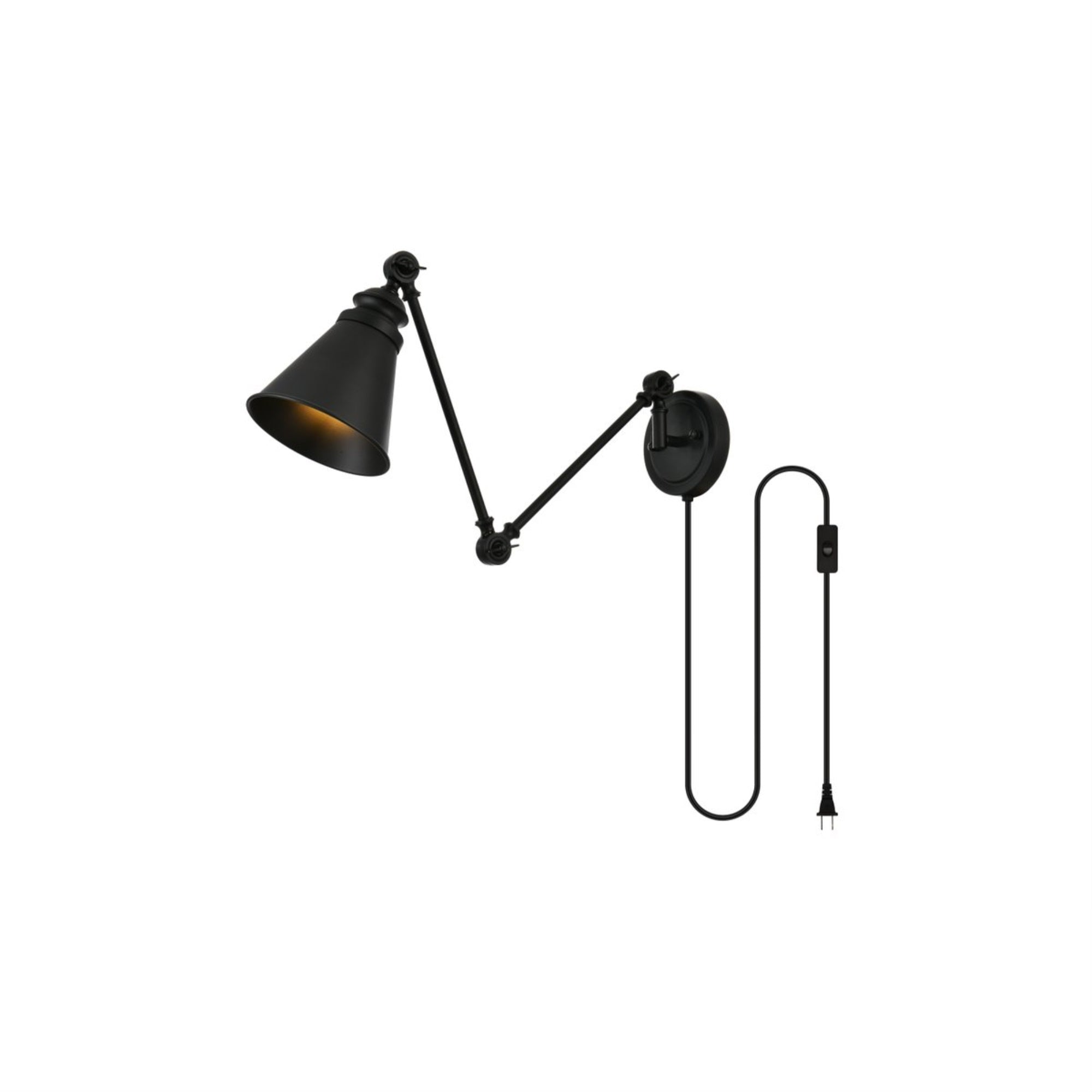 Van 1 light Black swing arm plug in wall sconce