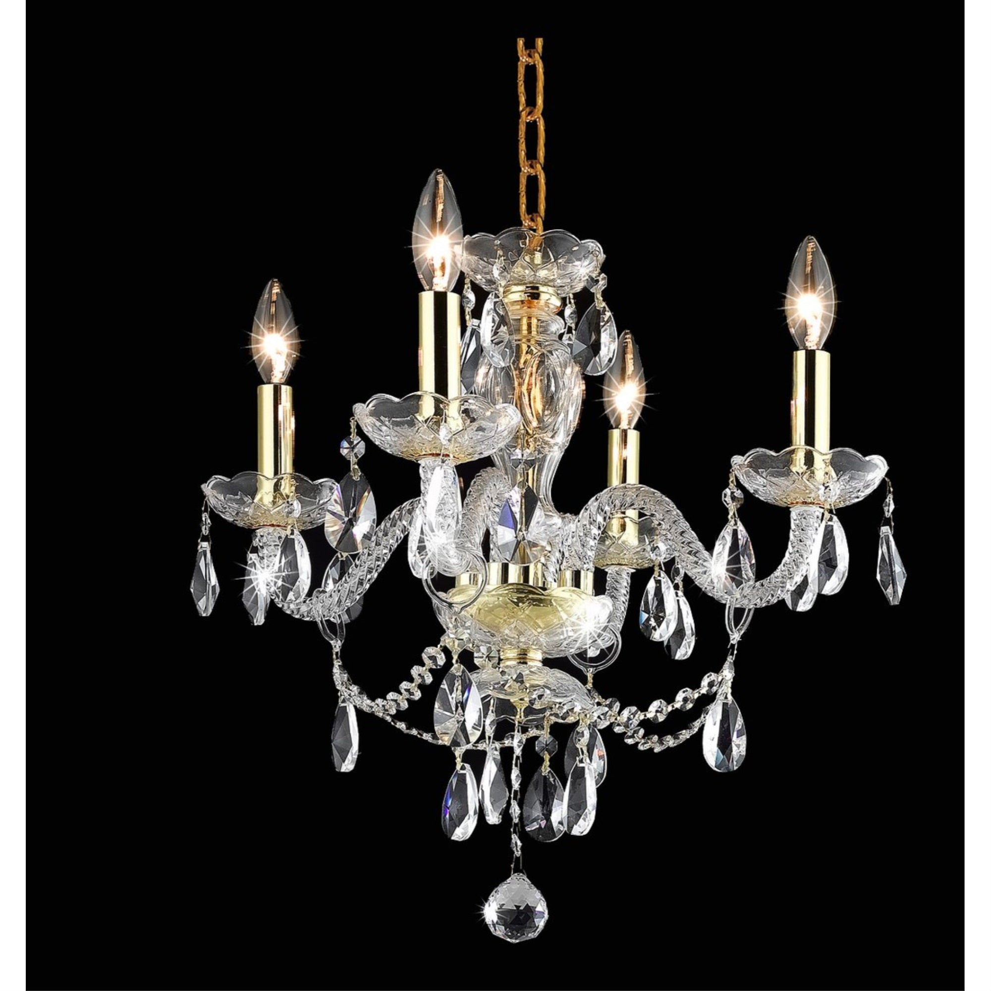 Elegant Lighting Gold 4-Light Metal Pendant, Transitional Design, Alloy Steel Construction
