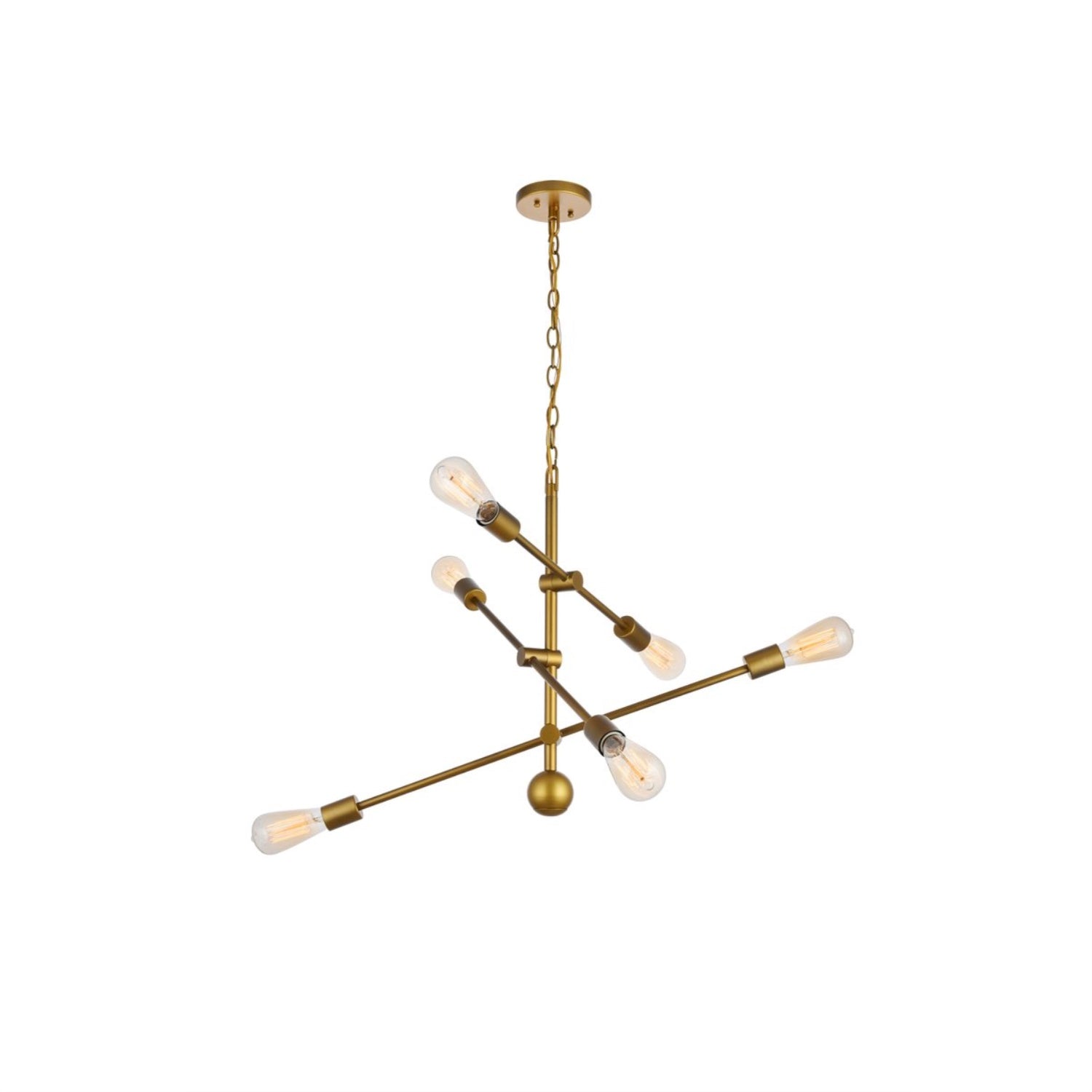 Living District 6-Light Pendant Light, Metal, Brass & Clear Finish, Model LD8008D29BR