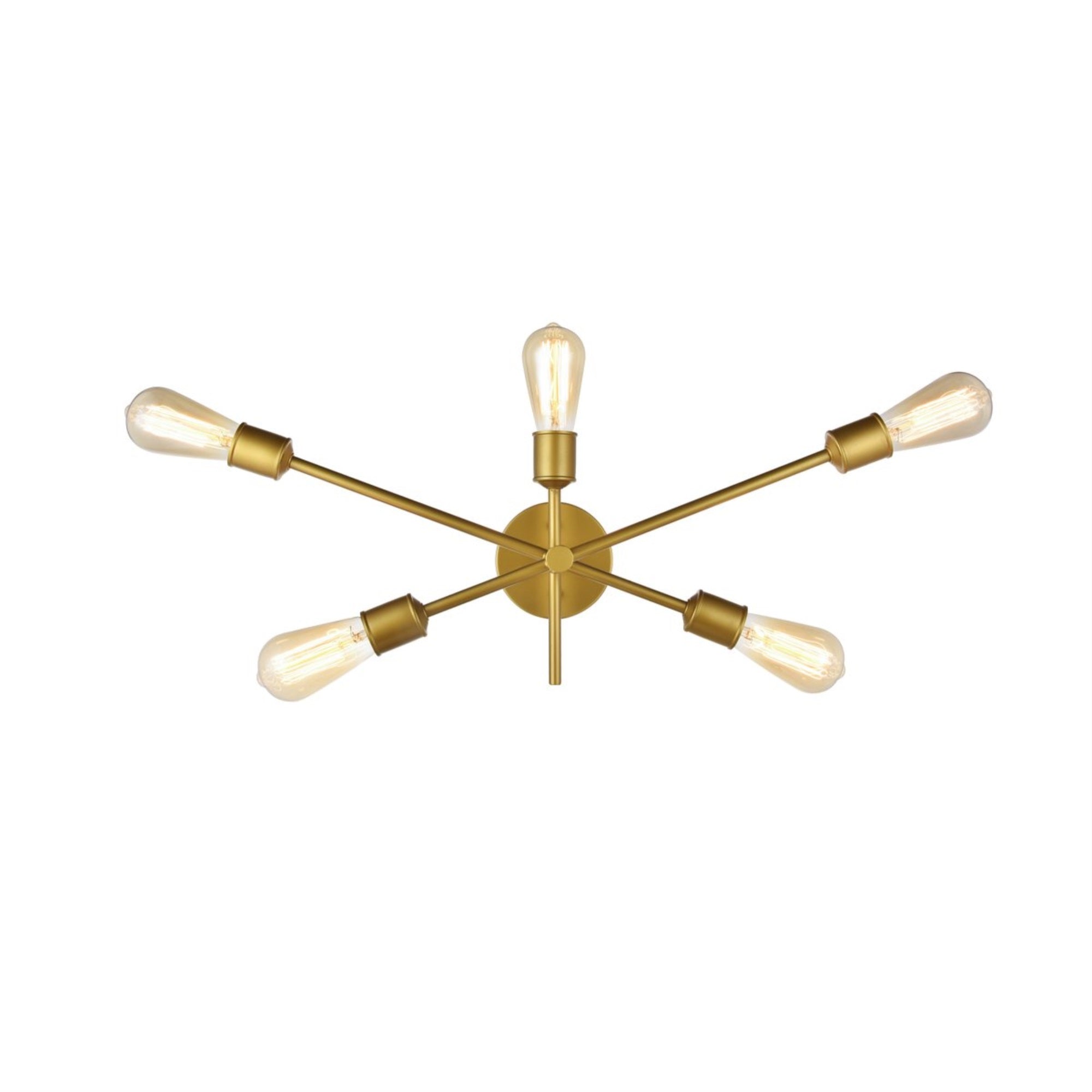 Living District Ceiling Sconce, 5 Lights, Brass, 24.7inL x 24.7inW x 9.9inH, Model LD8022W24BR, Metal