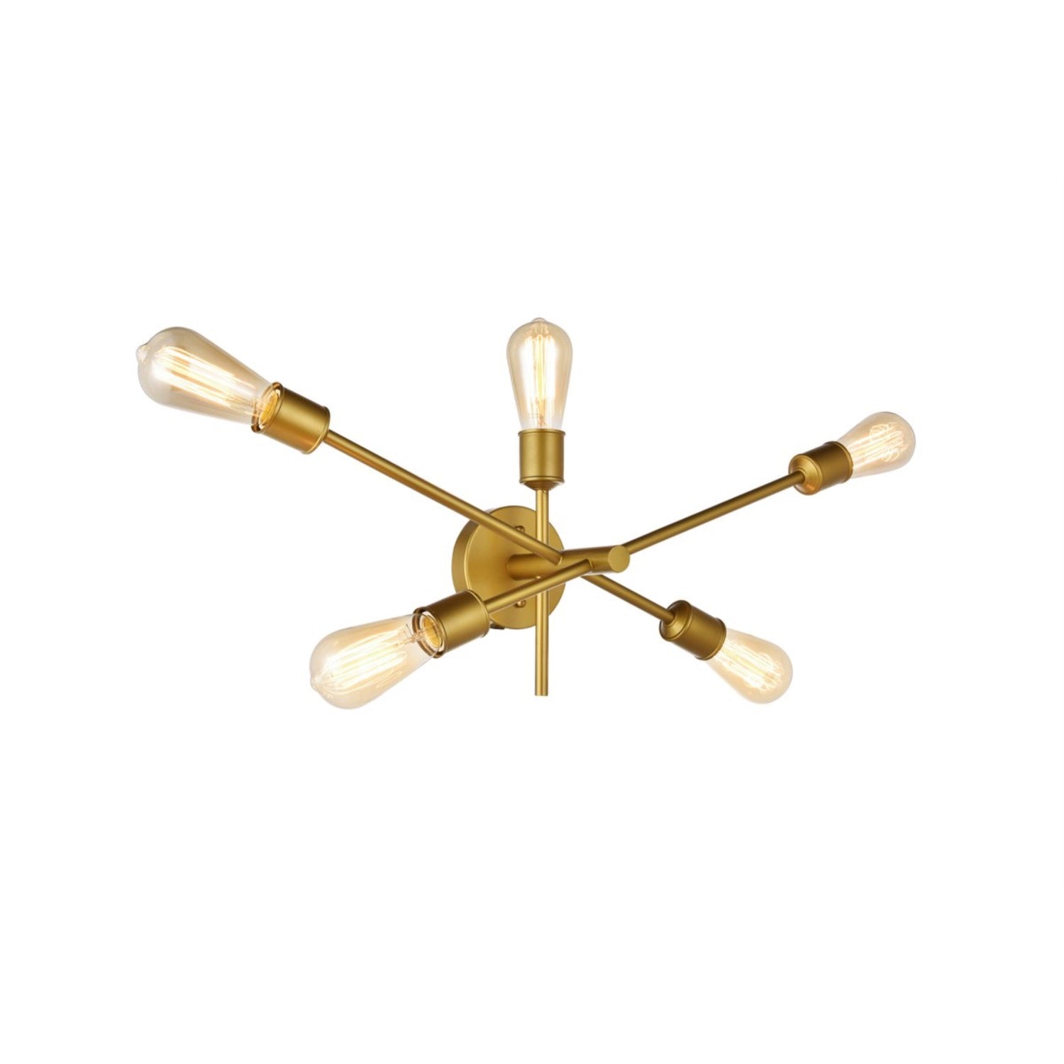 Living District Ceiling Sconce, 5 Lights, Brass, 24.7inL x 24.7inW x 9.9inH, Model LD8022W24BR, Metal