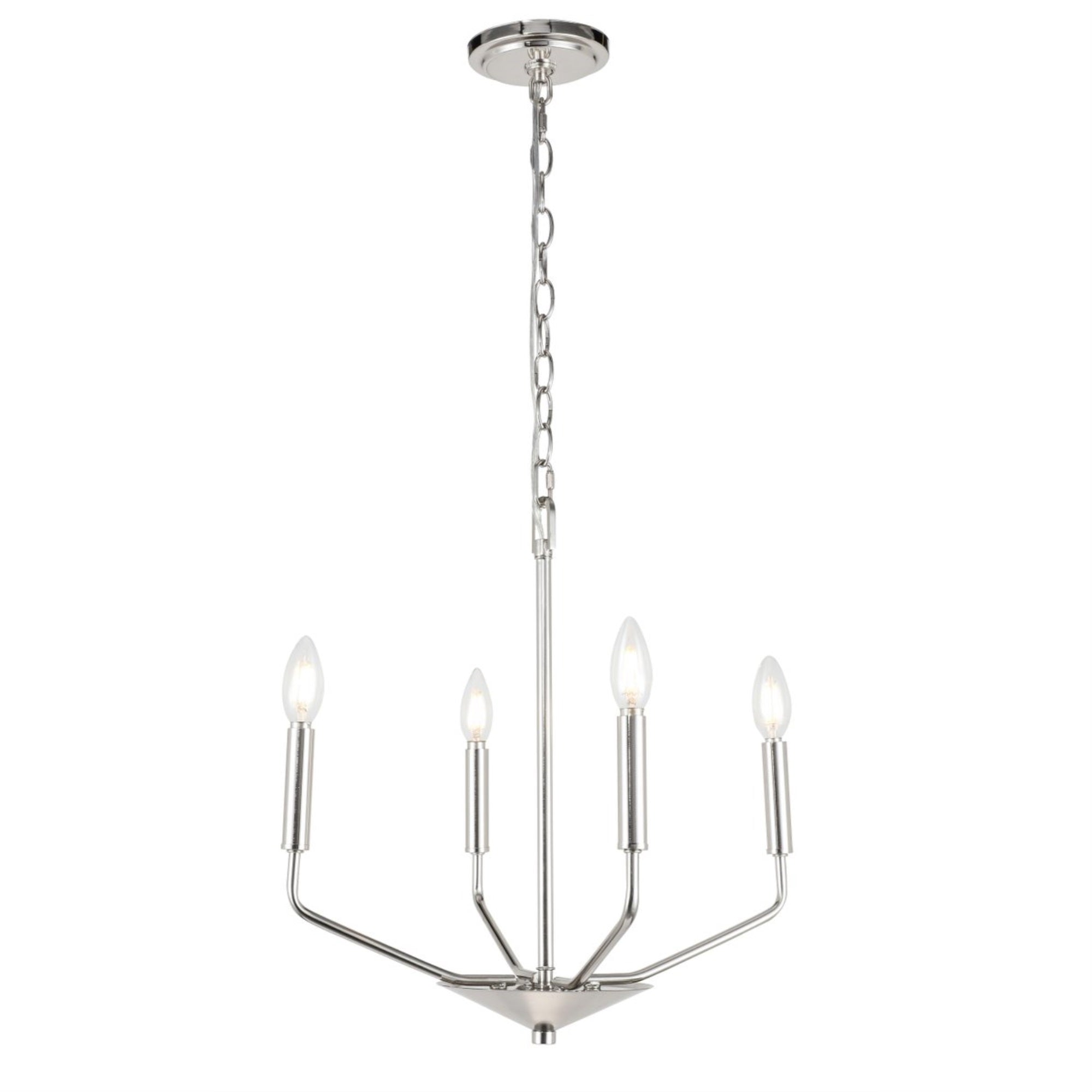 Living District Chrome 4-Light Pendant - Modern Metal Ceiling Fixture, 18&quot;W X 18&quot;H
