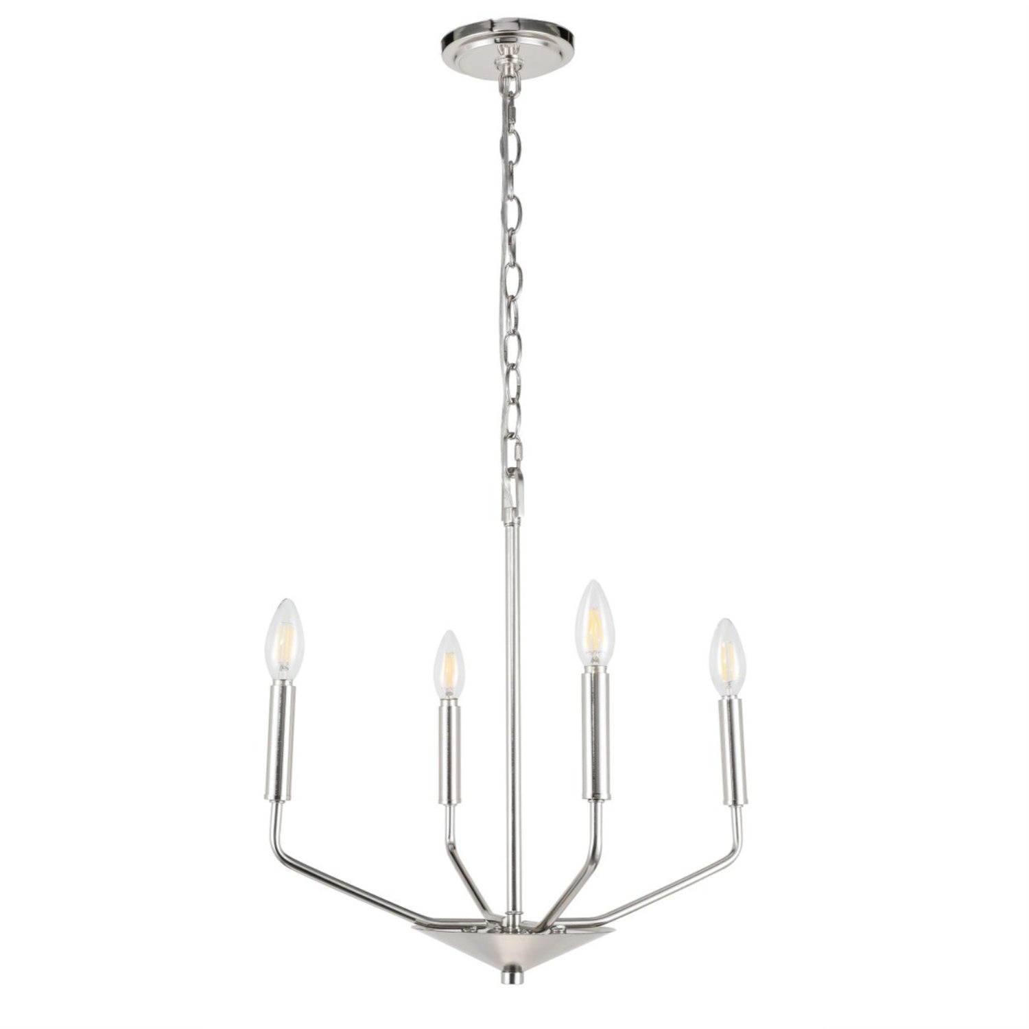 Living District Chrome 4-Light Pendant - Modern Metal Ceiling Fixture, 18&quot;W X 18&quot;H
