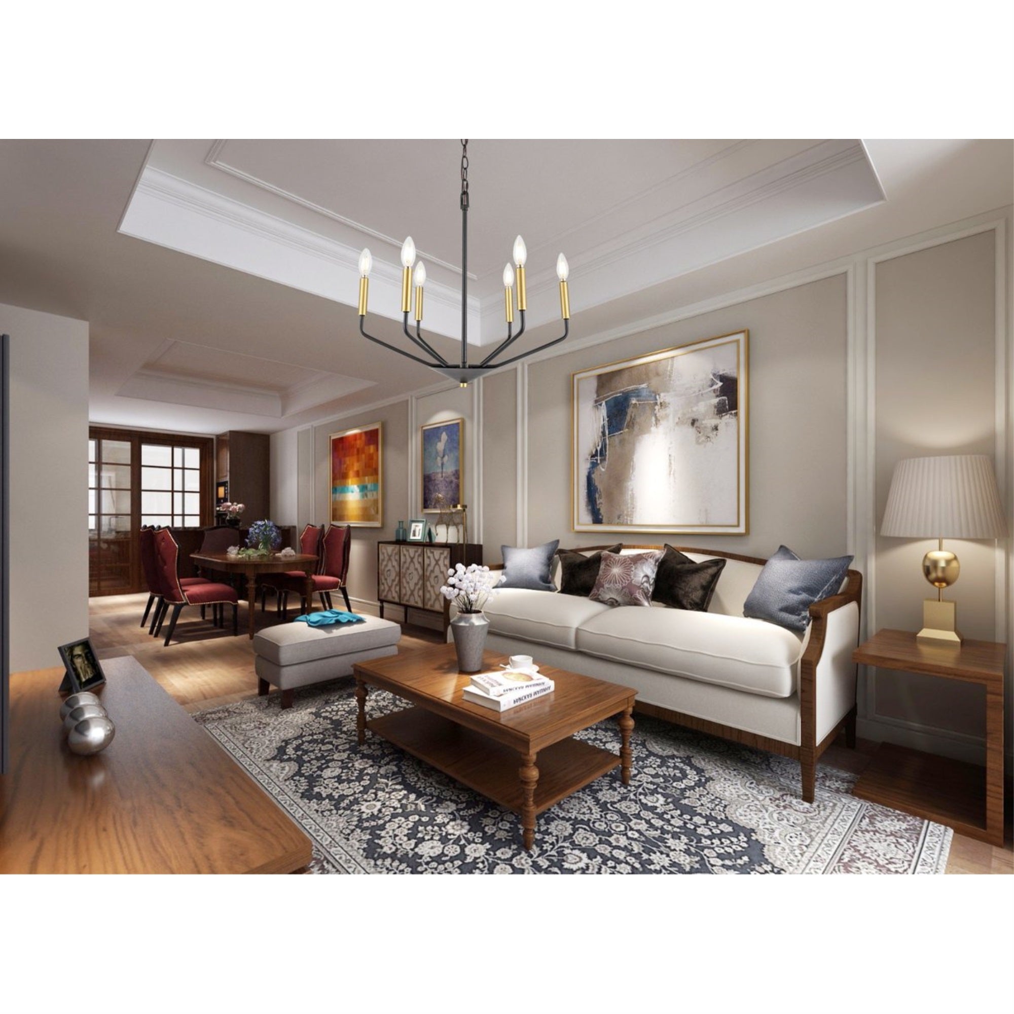 Living District Enzo 6 Light Black And Brass Pendant