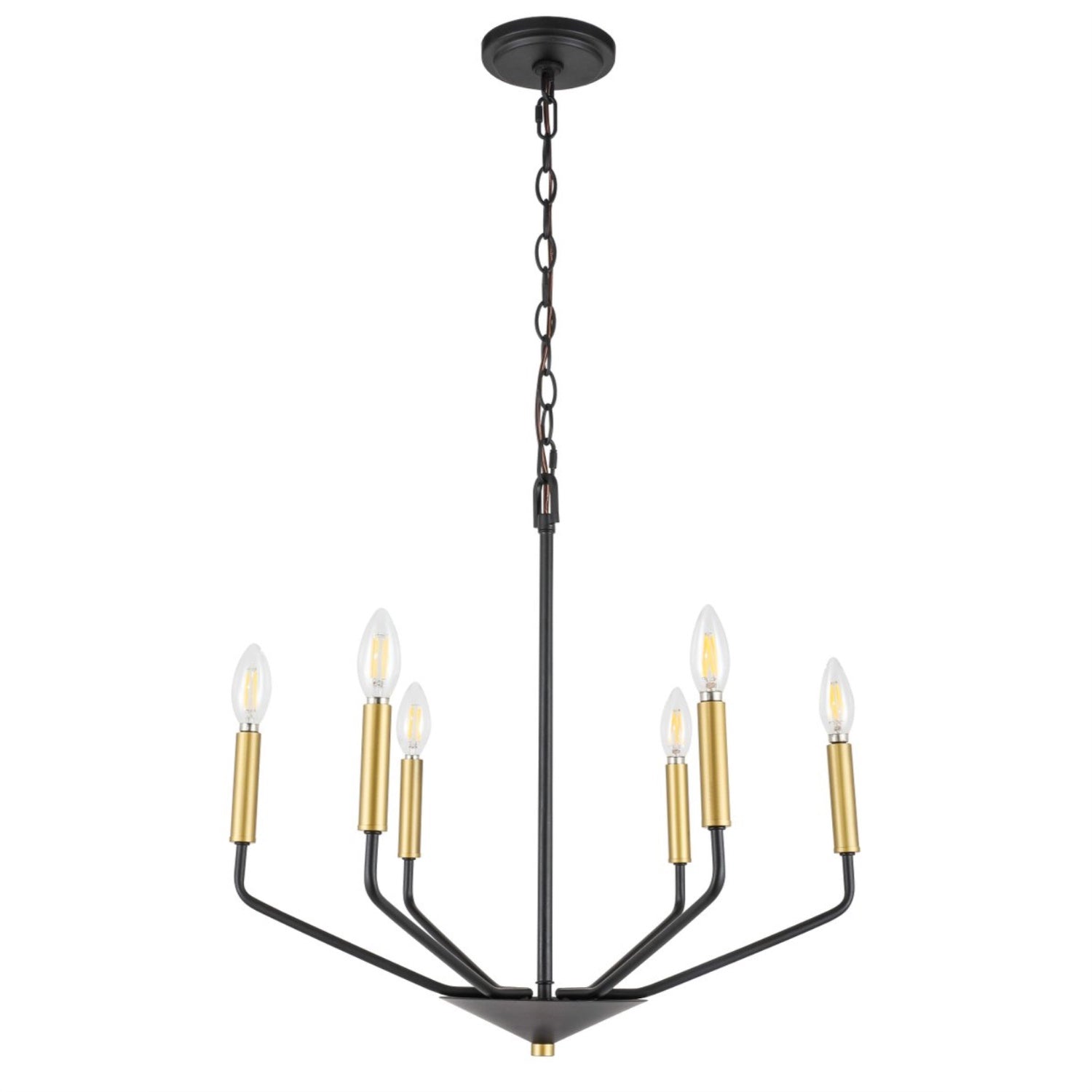 Living District Enzo 6 Light Black And Brass Pendant