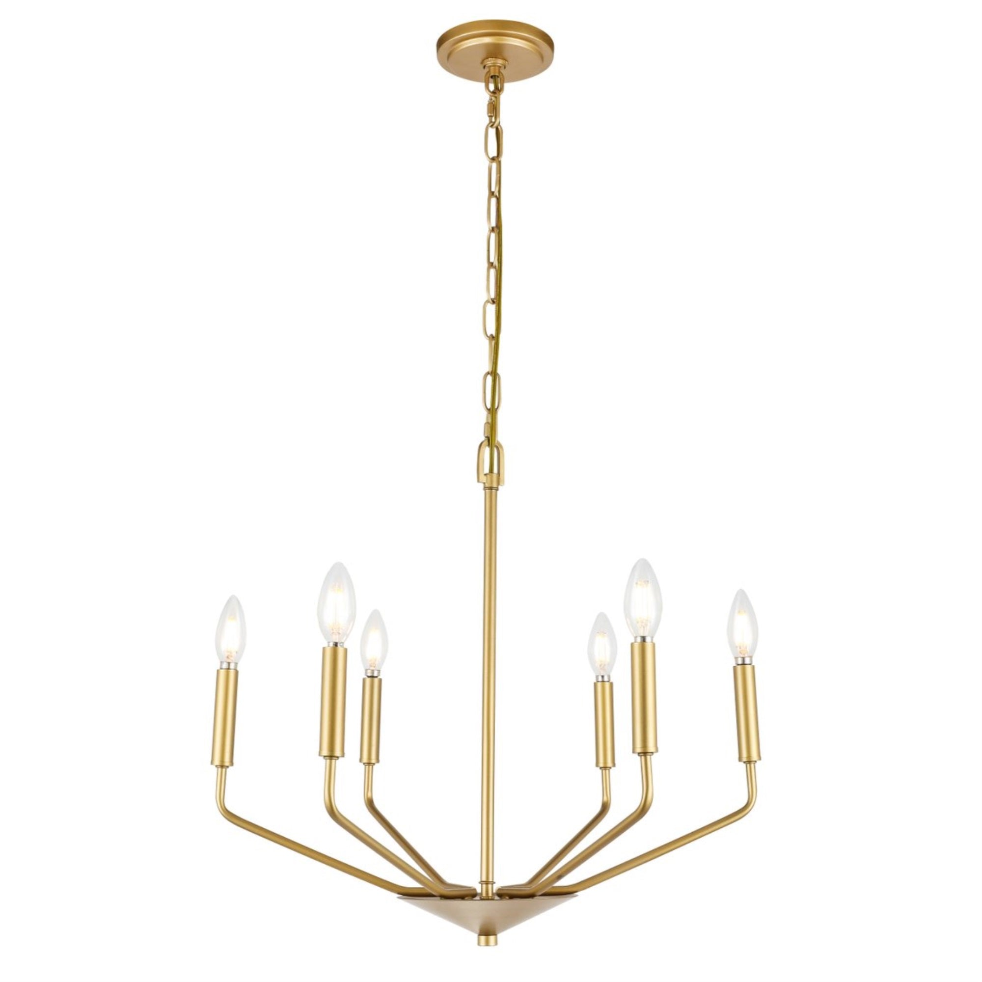Living District Brass 6-Light Pendant - Modern Bright Ceiling Fixture For Home Decor