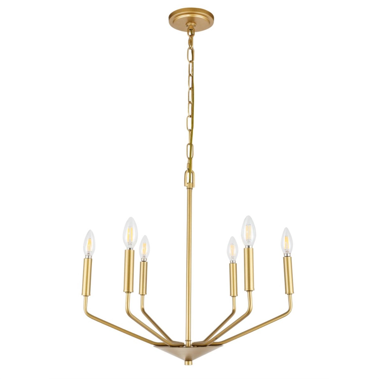 Living District Brass 6-Light Pendant - Modern Bright Ceiling Fixture For Home Decor