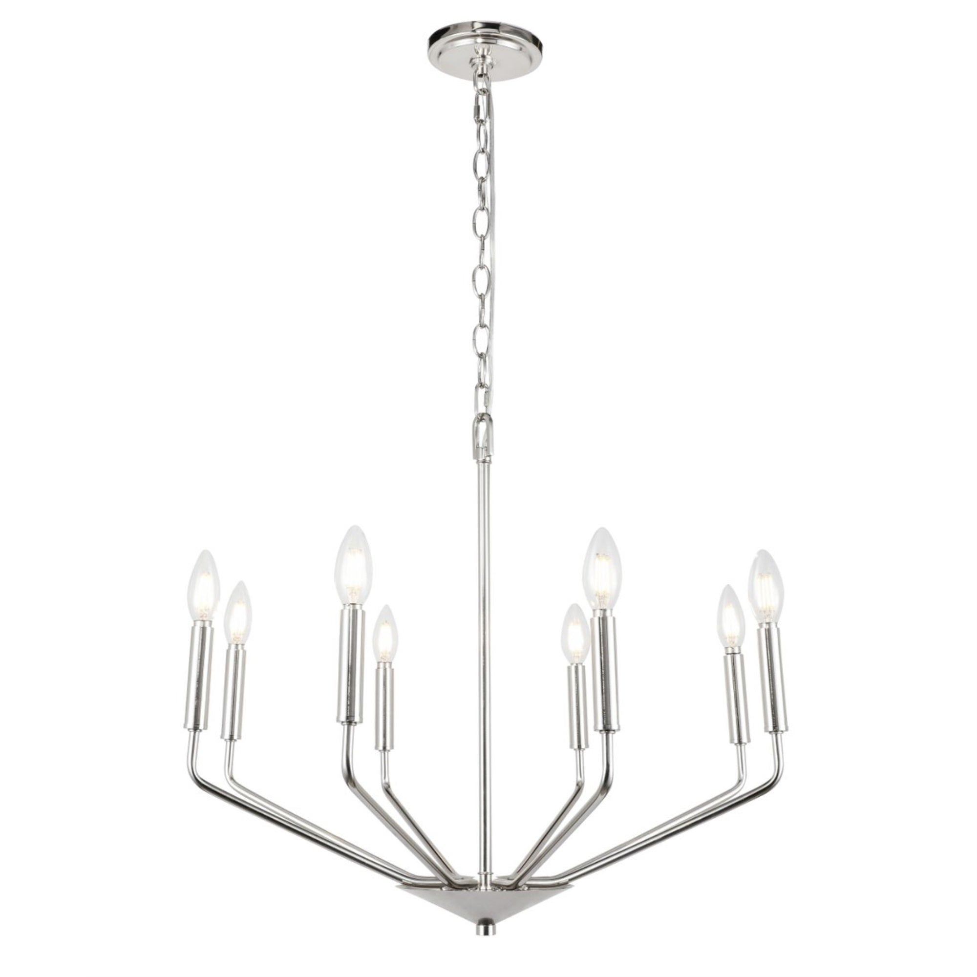 Living District Chrome 8-Light Pendant Ceiling Light - Modern Metal Home Decor, 25&quot;W X 21&quot;H