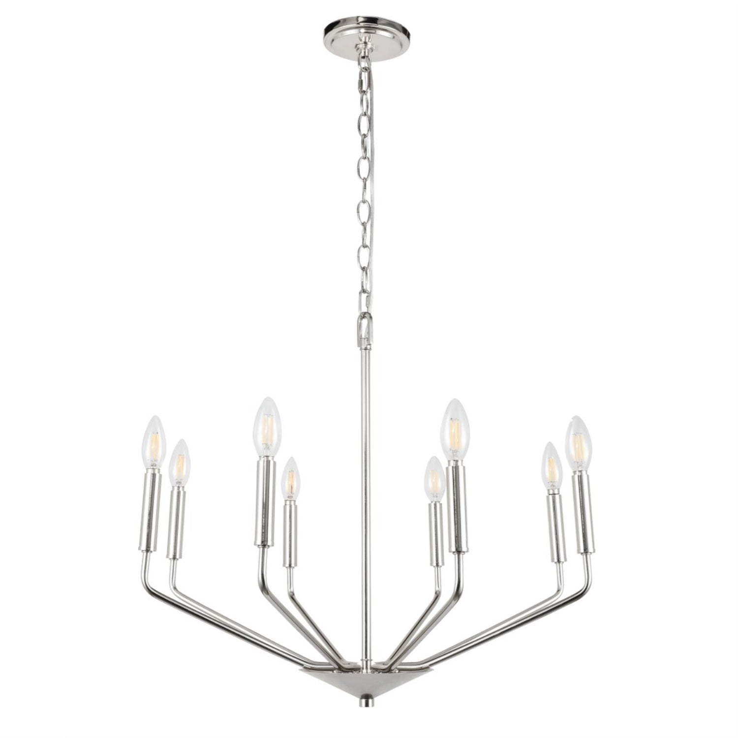 Living District Chrome 8-Light Pendant Ceiling Light - Modern Metal Home Decor, 25&quot;W X 21&quot;H
