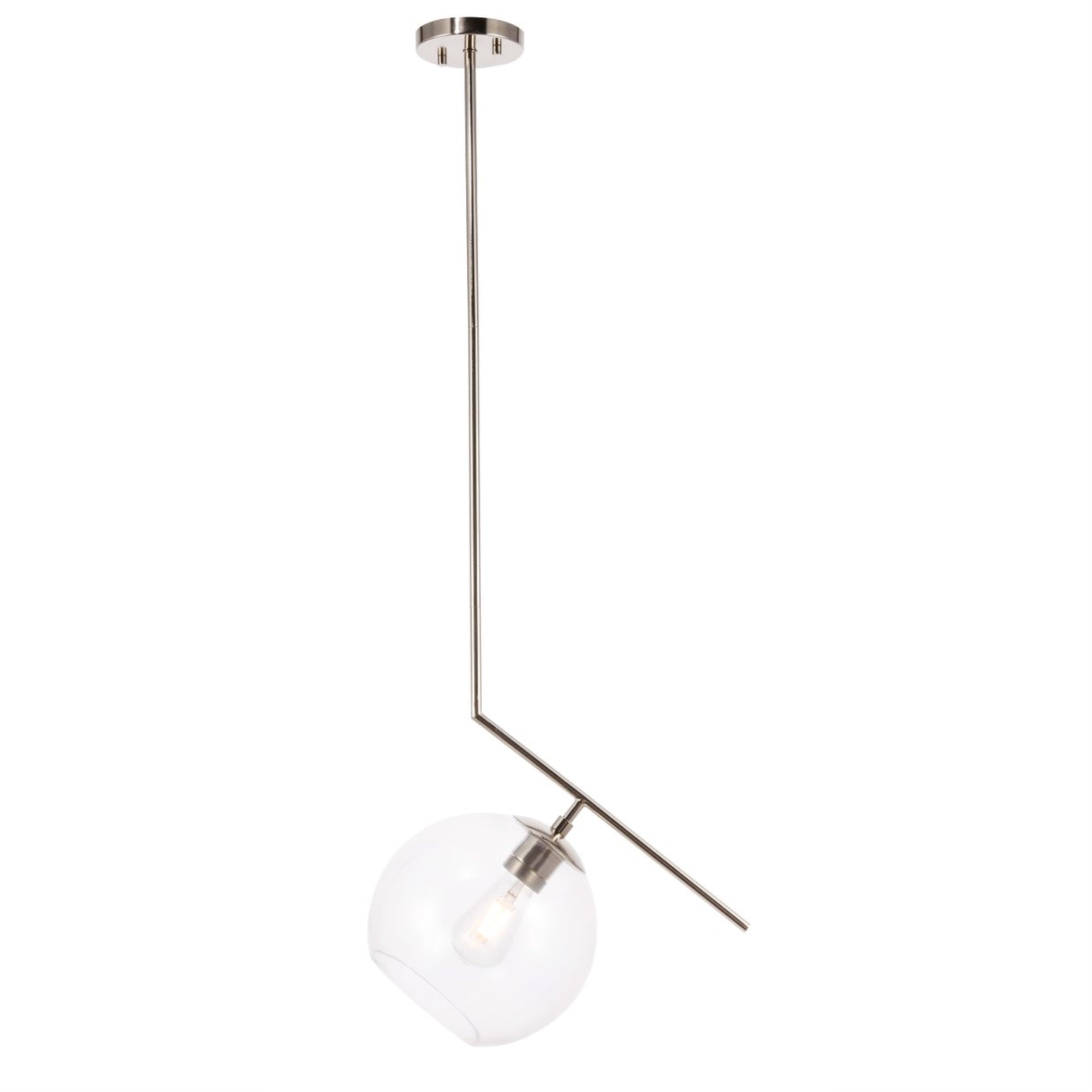 Living District Chrome Glass Pendant Light - Modern Decorative Ceiling Fixture, 1 Light