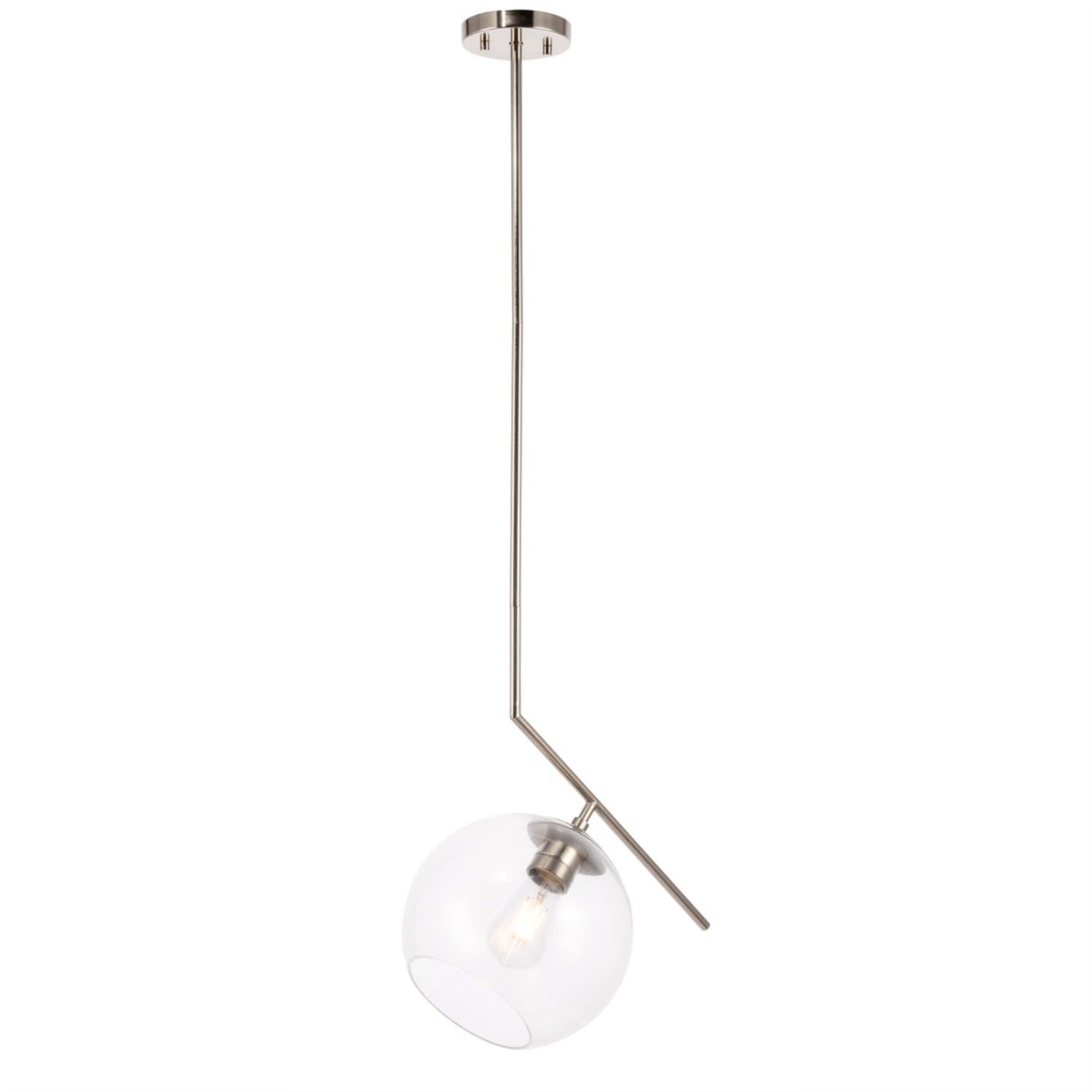 Living District Chrome Glass Pendant Light - Modern Decorative Ceiling Fixture, 1 Light