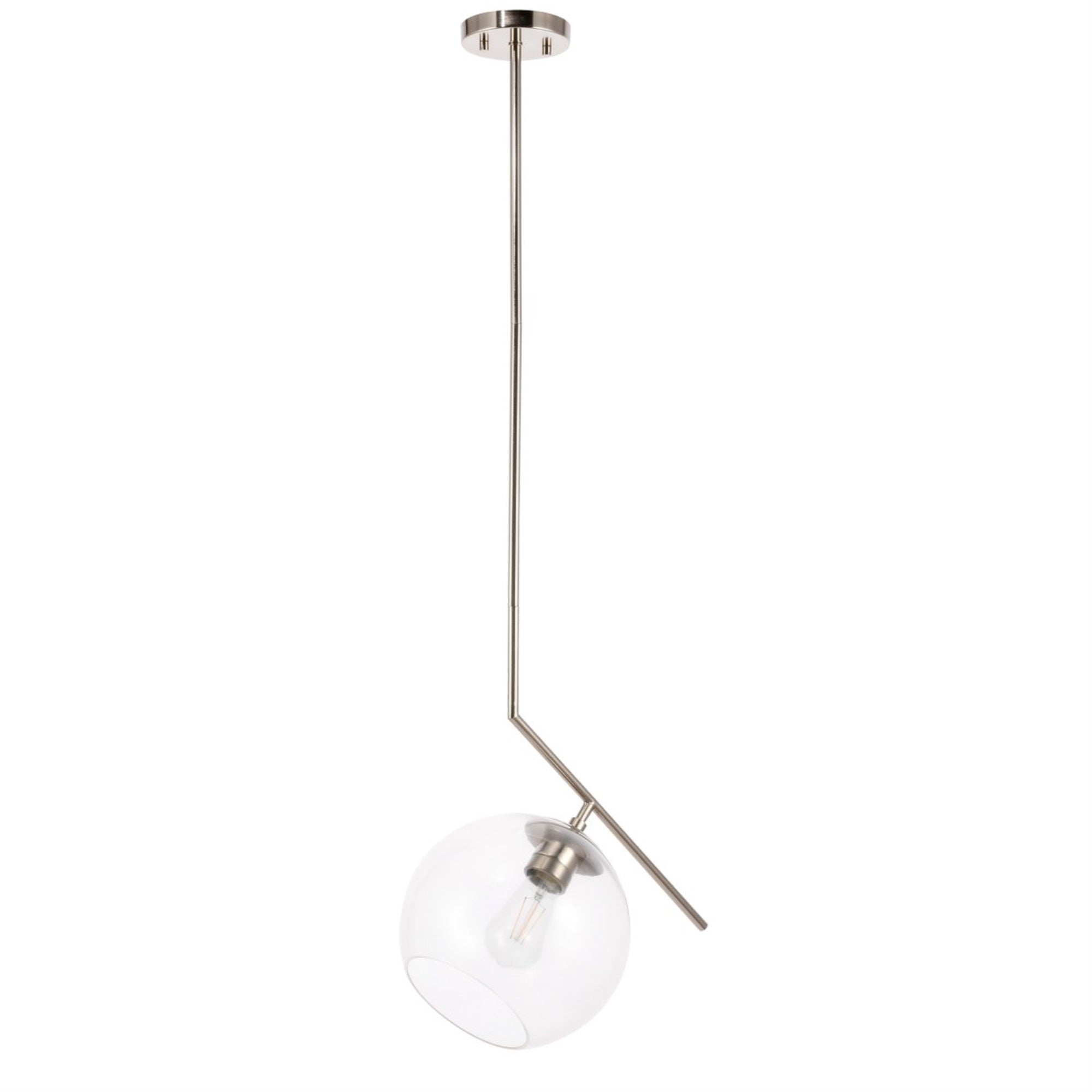 Living District Chrome Glass Pendant Light - Modern Decorative Ceiling Fixture, 1 Light