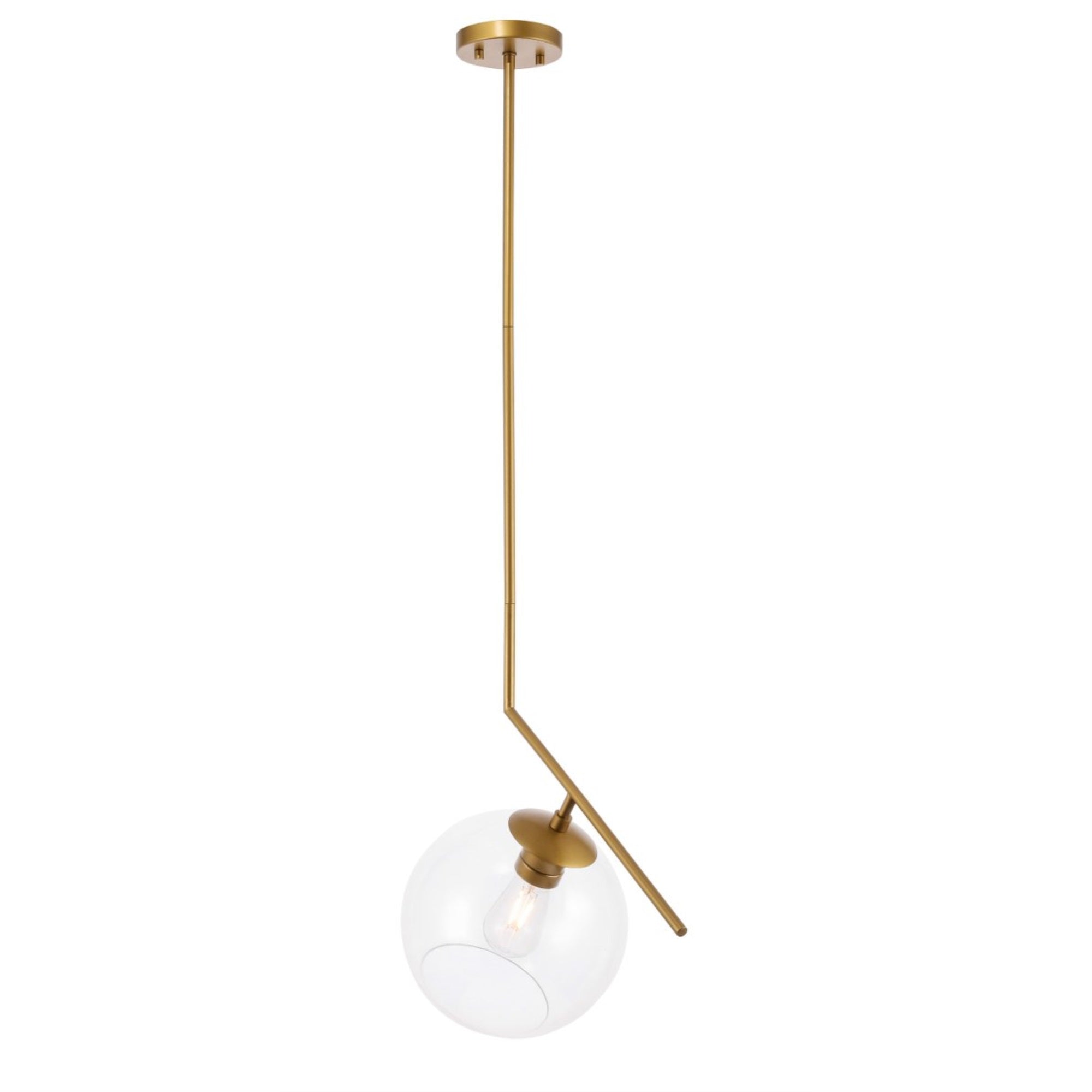 Ryland 1 light Brass and Clear glass pendant