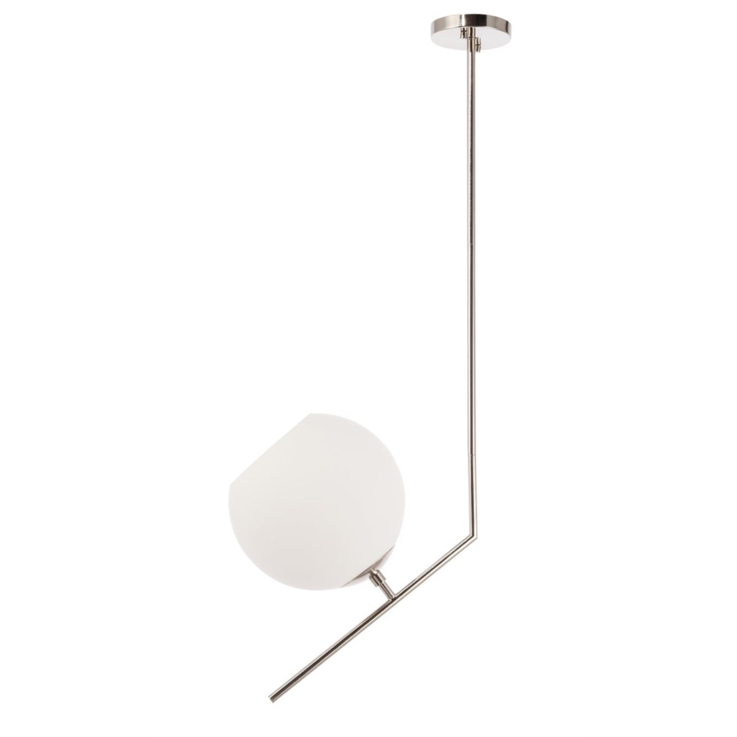 Living District Modern Chrome Pendant Light With Frosted White Glass, 1 Light, 16.2&quot;L