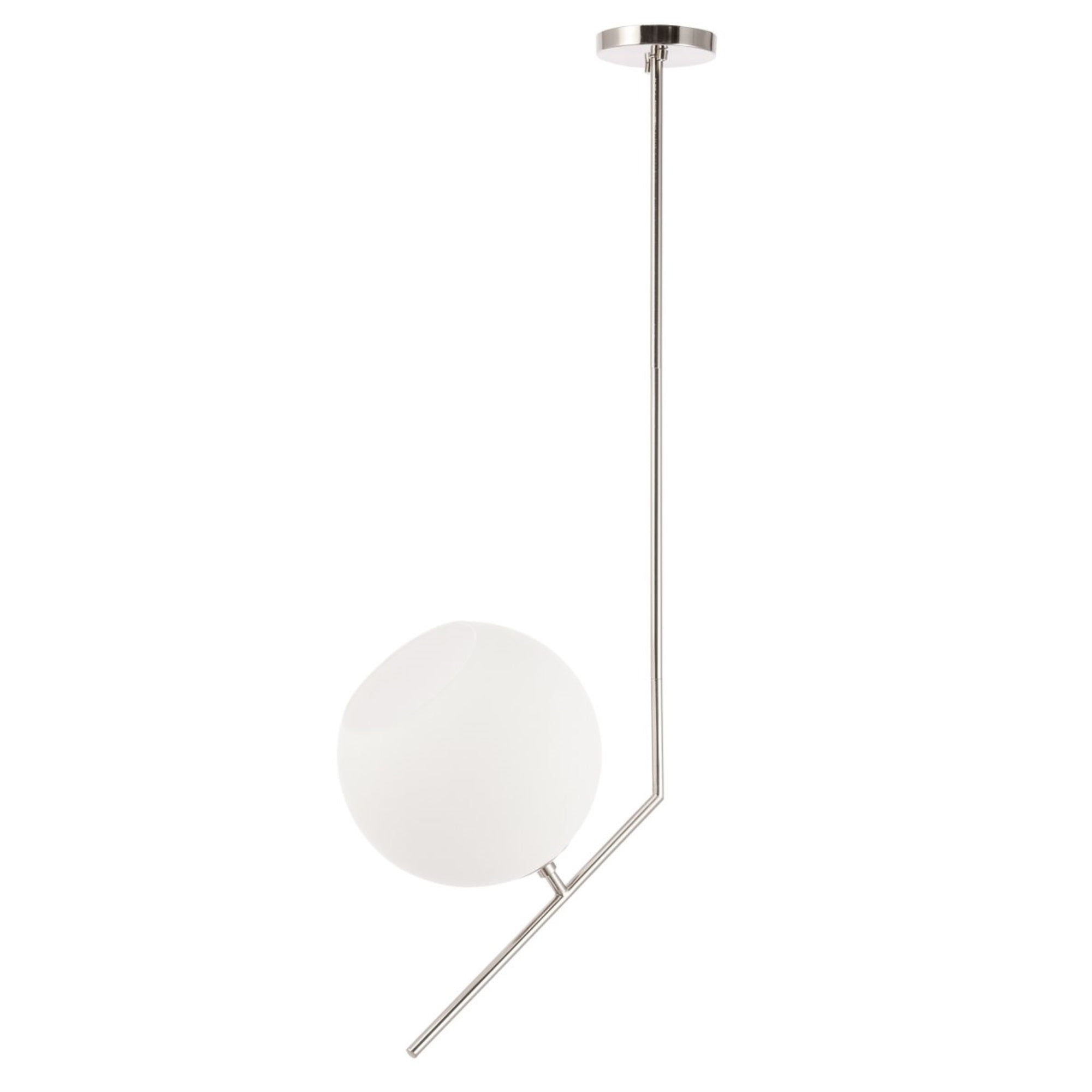 Living District Modern Chrome Pendant Light With Frosted White Glass, 1 Light, 16.2&quot;L