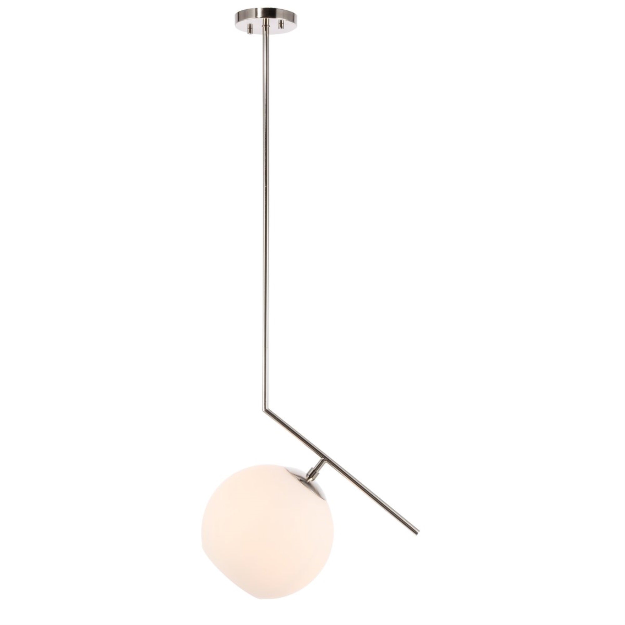 Living District Chrome Ceiling Pendant Light With Frosted White Glass Shade