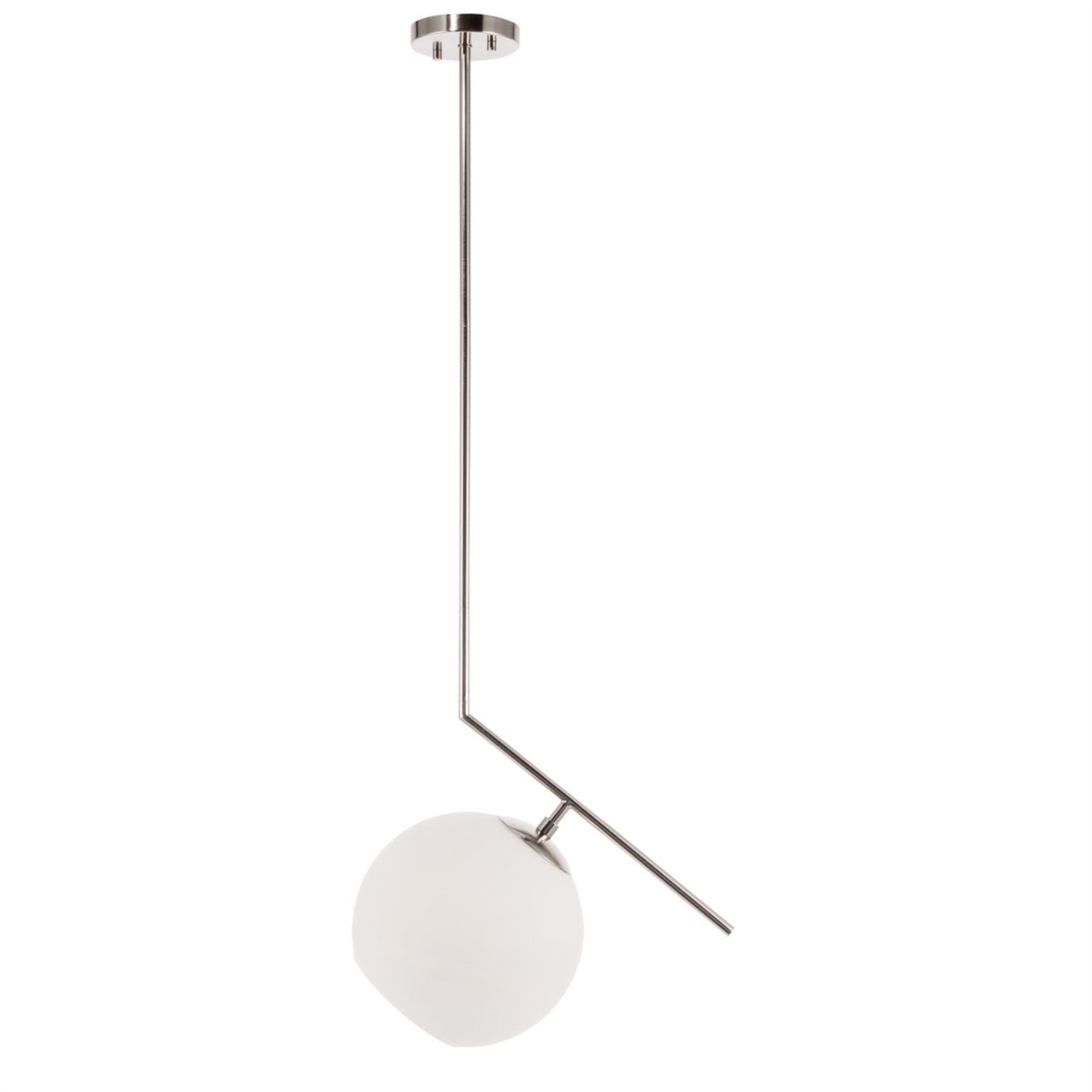 Living District Chrome Ceiling Pendant Light With Frosted White Glass Shade