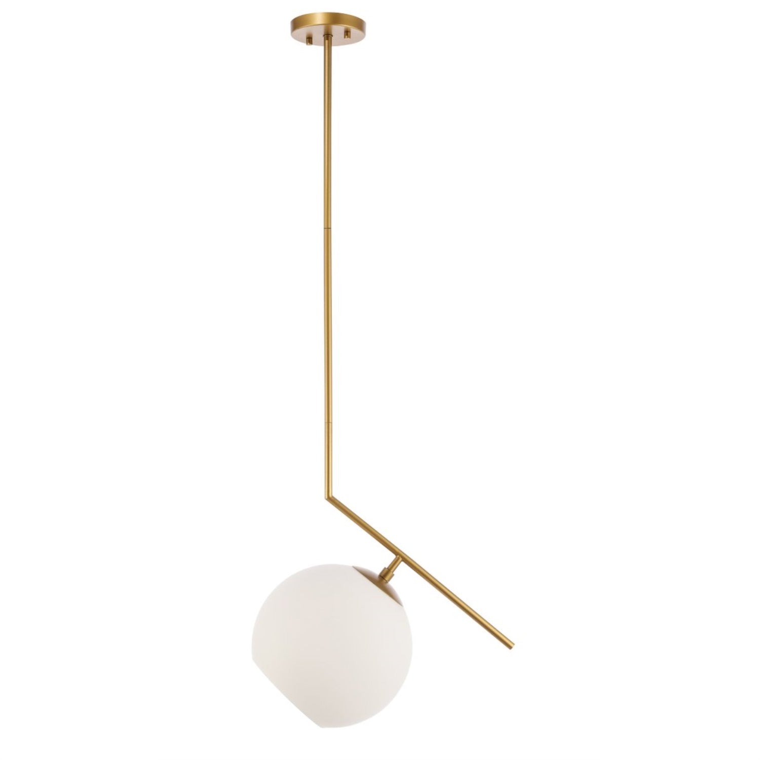 Living District Indoor Modern Home Decorative Bright Ceiling Ryland 1 Light Brass And Frosted White Glass Pendant