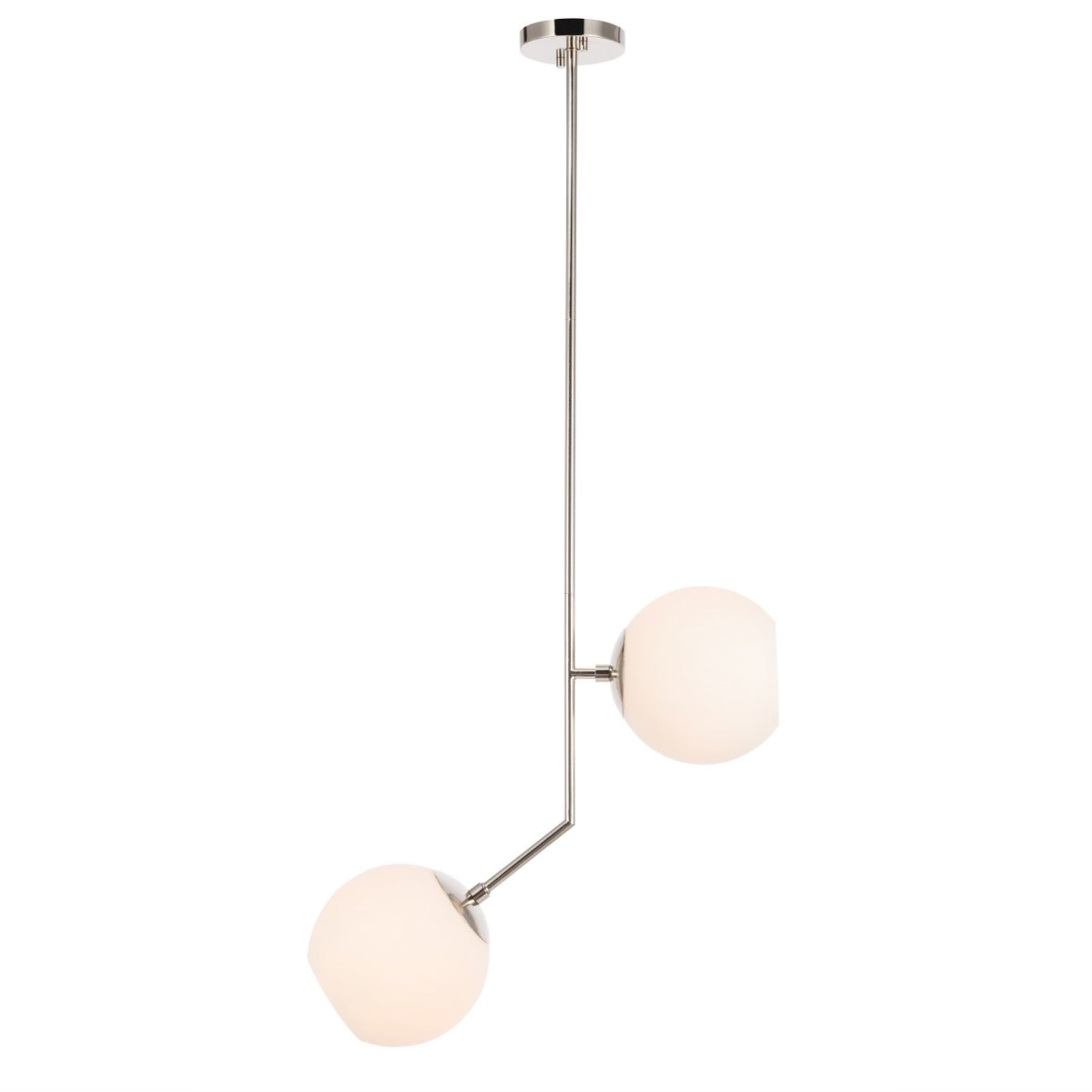 Living District Chrome 2-Light Pendant Light With Frosted White Glass Shade