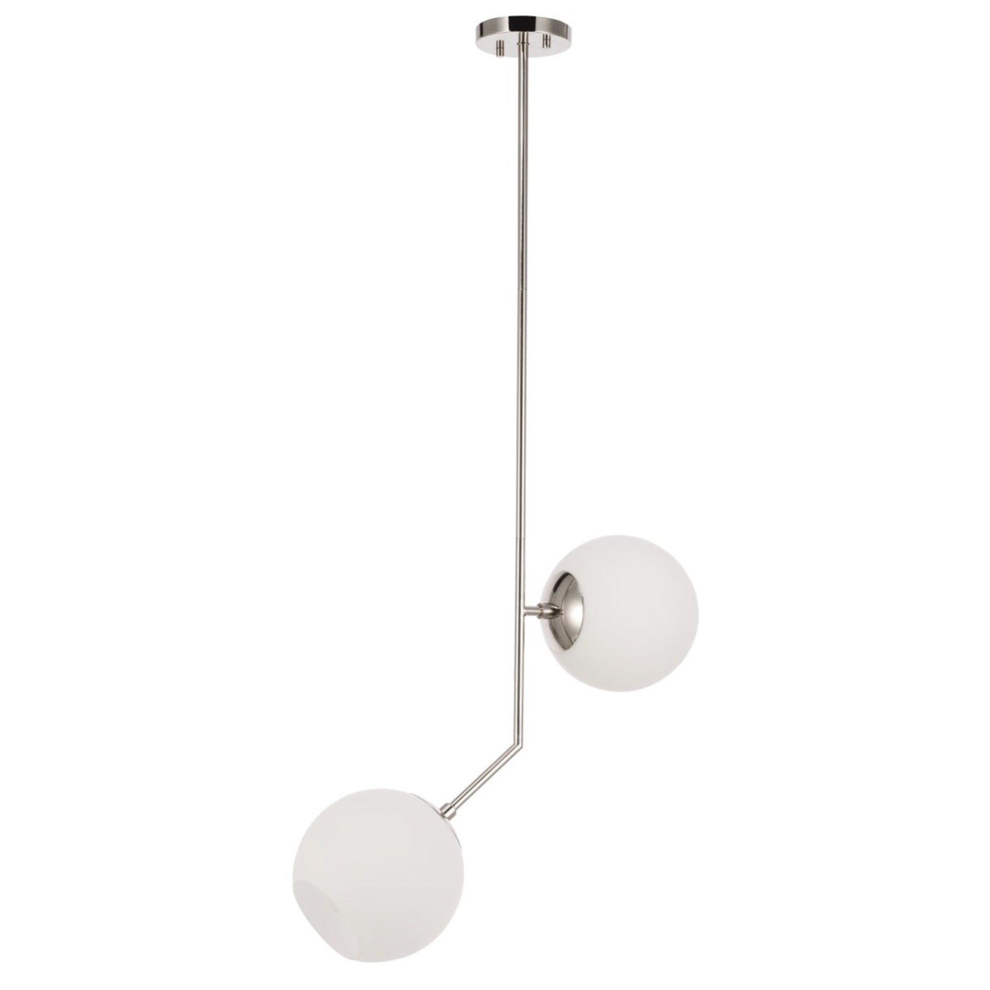 Living District Chrome 2-Light Pendant Light With Frosted White Glass Shade