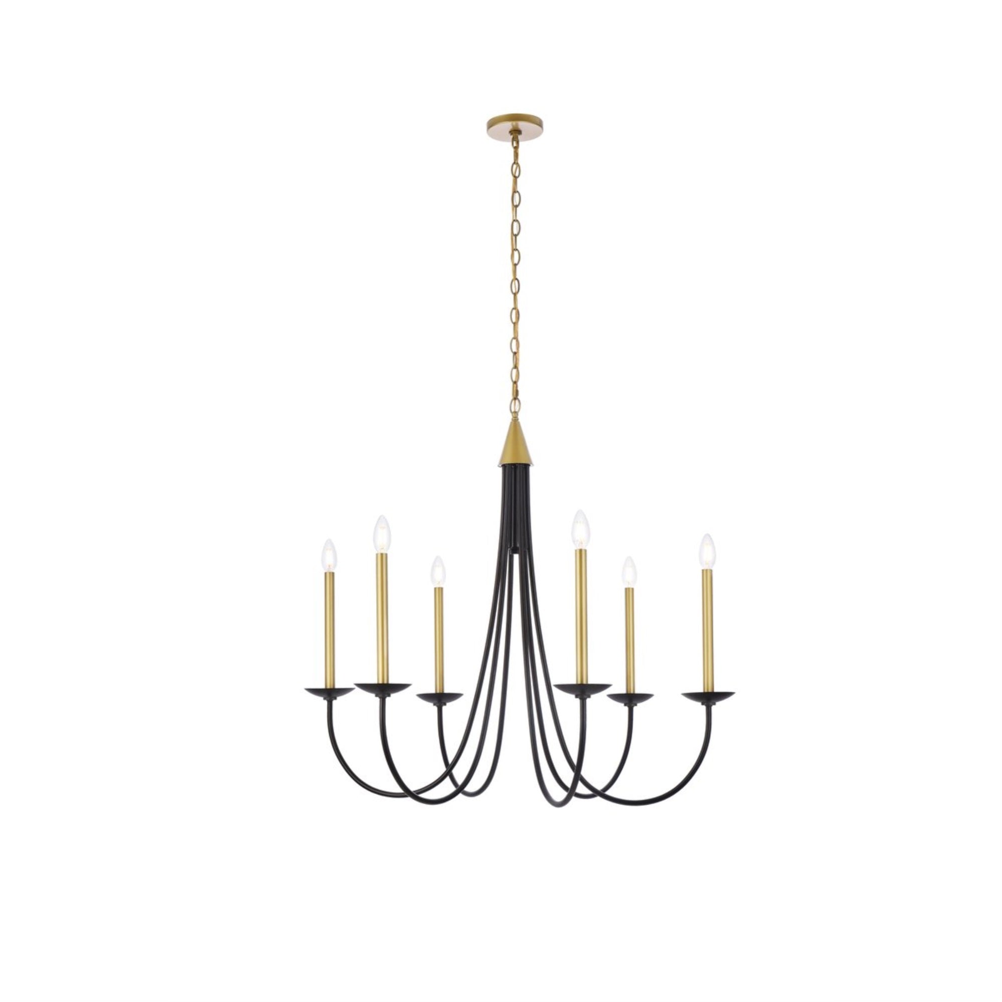 Living District Cohen 6-Light Mid-Century Metal Pendant In Black/Brass Finish