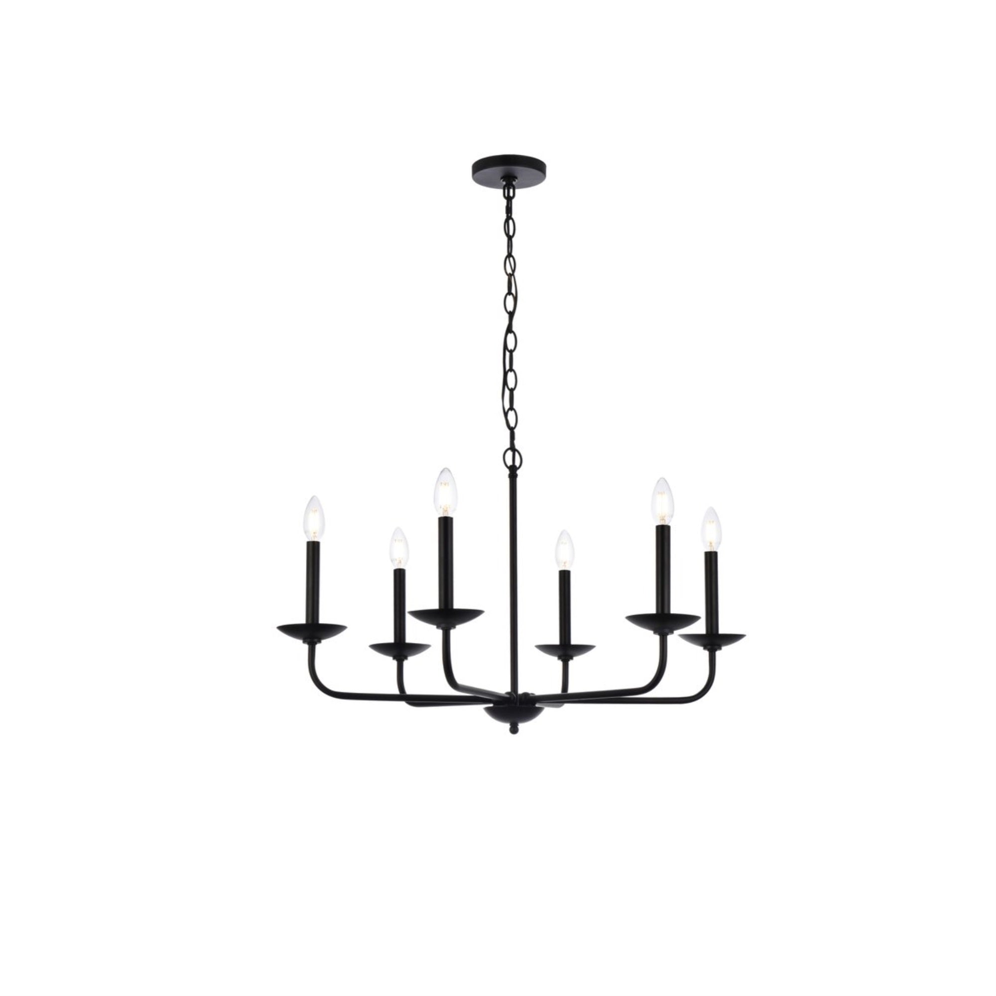Living District Cohen 6-Light Mid-Century Metal Pendant In Black Finish