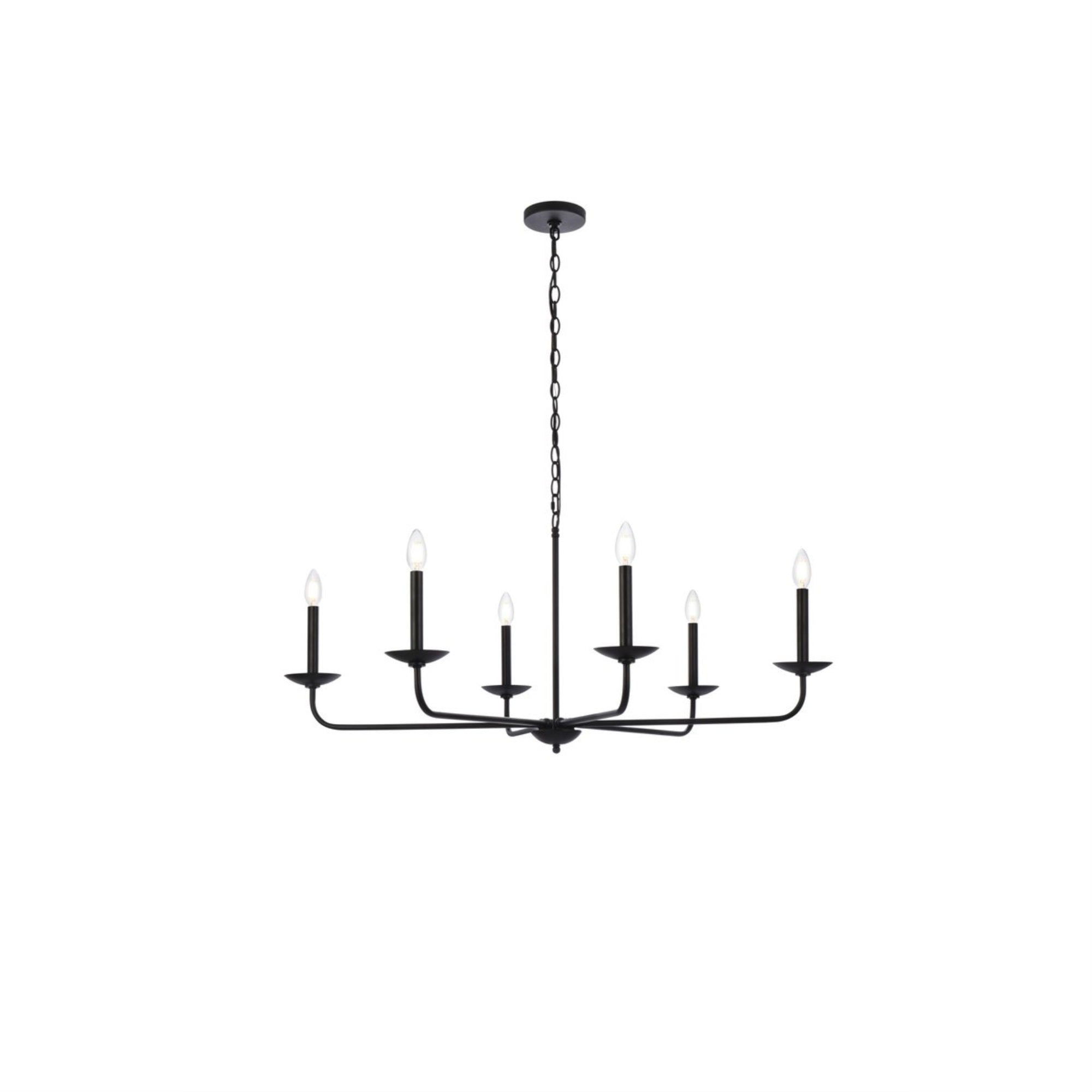 Living District 6-Light Metal Pendant Lamp, Mid-Century Style, Alloy Steel, Black, Model LD812D42BK