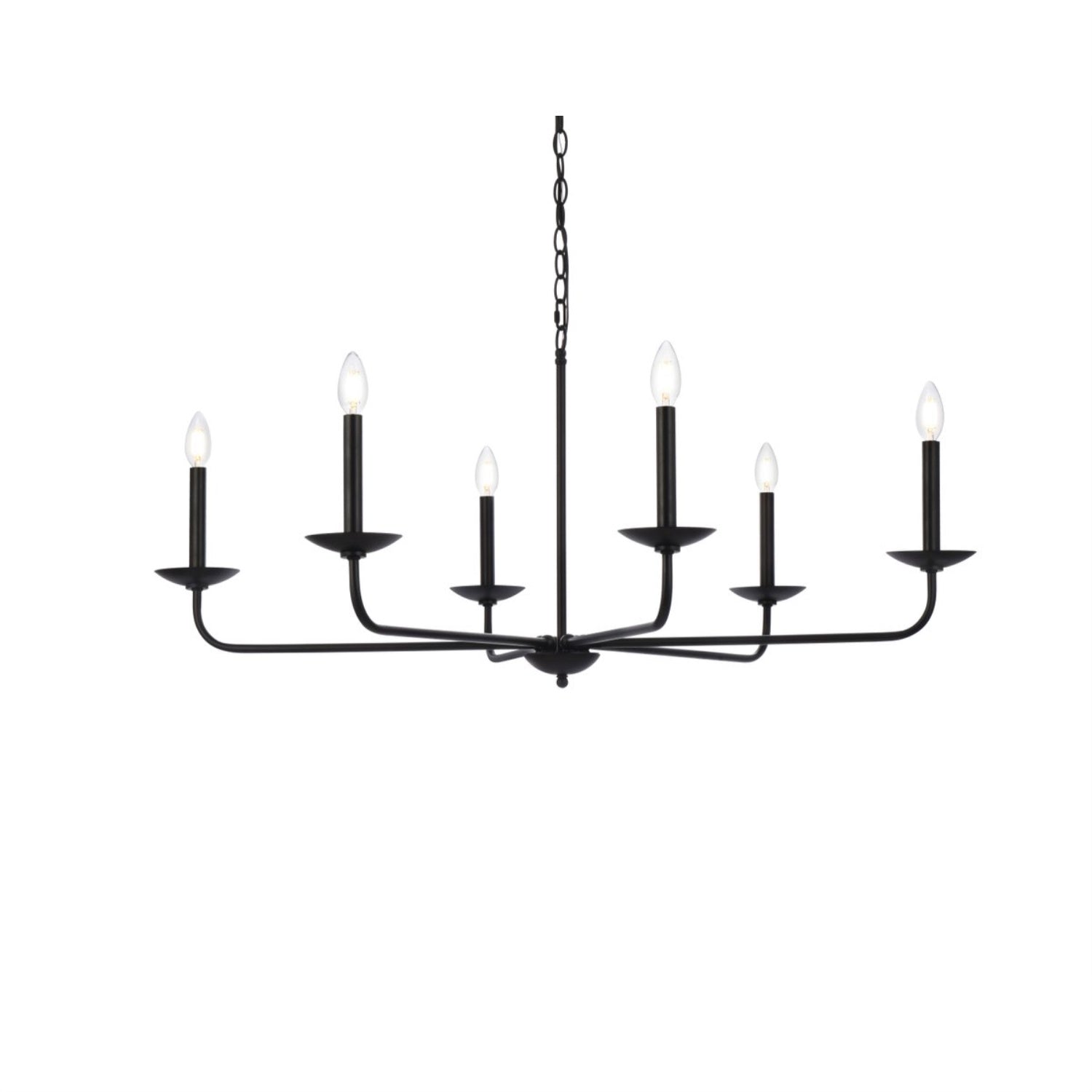 Living District 6-Light Metal Pendant Lamp, Mid-Century Style, Alloy Steel, Black, Model LD812D42BK