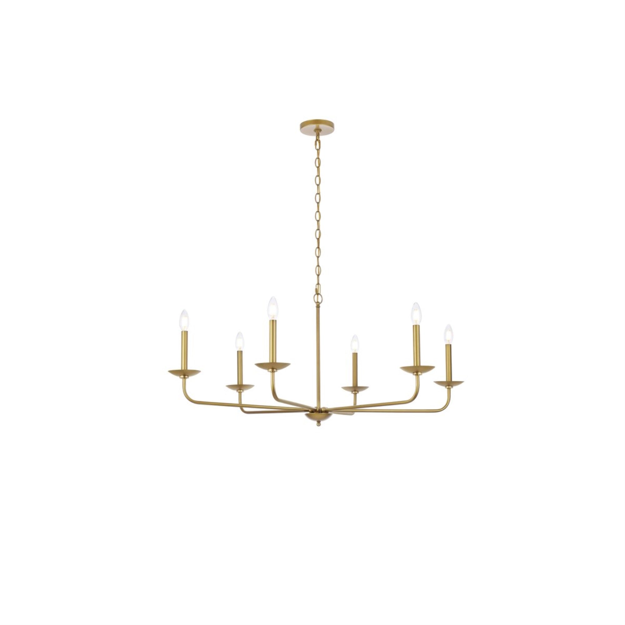 Living District 6-Light Mid-Century Pendant Light Alloy Steel Brass Finish LD812D42BR