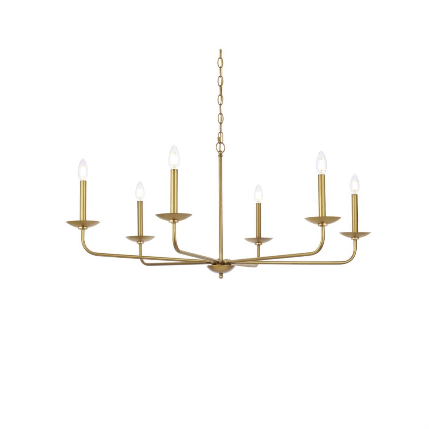 Living District 6-Light Mid-Century Pendant Light Alloy Steel Brass Finish LD812D42BR