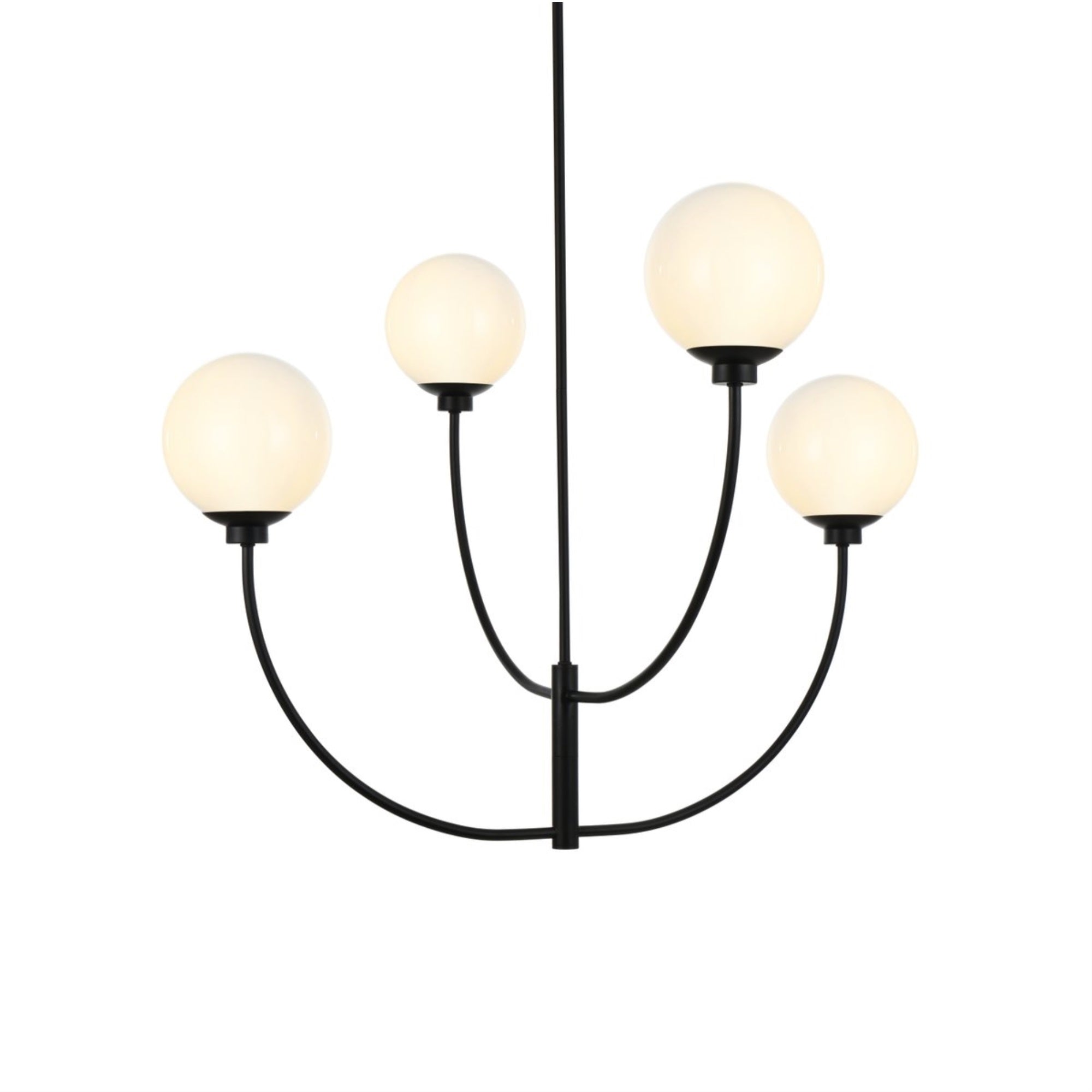 Living District 36in Metal/Glass Chandelier, 4-Light, Black/White, Model LD814D36BK