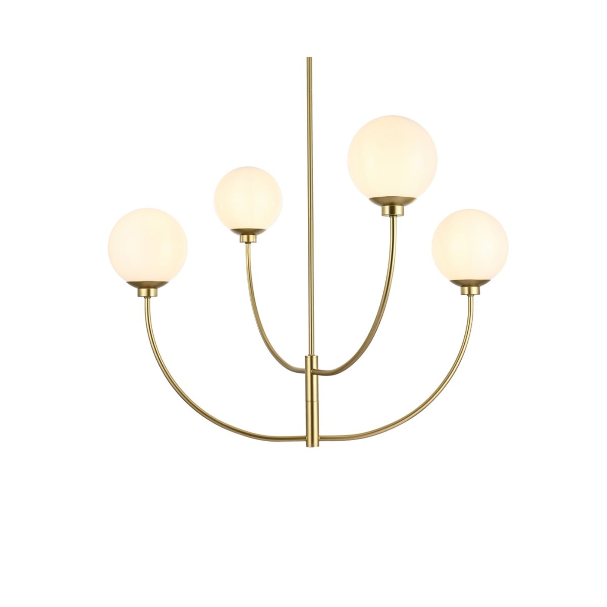 Living District 36in 4-Light Chandelier, Metal/Glass, Brass/White, Model LD814D36BR