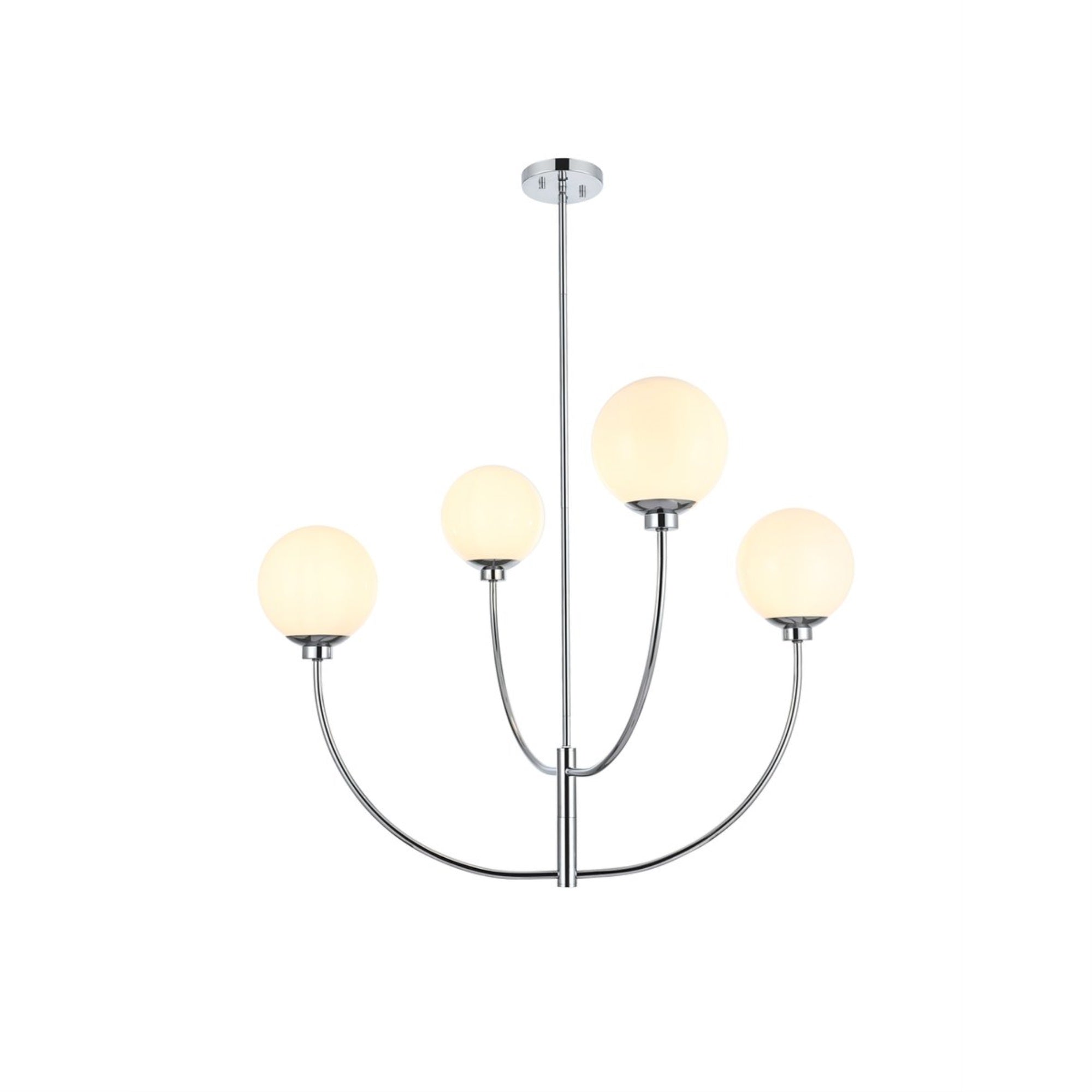 Living District Nyomi 36in 4-Light Chandelier, Metal/Glass, Chrome/White, Model LD814D36C