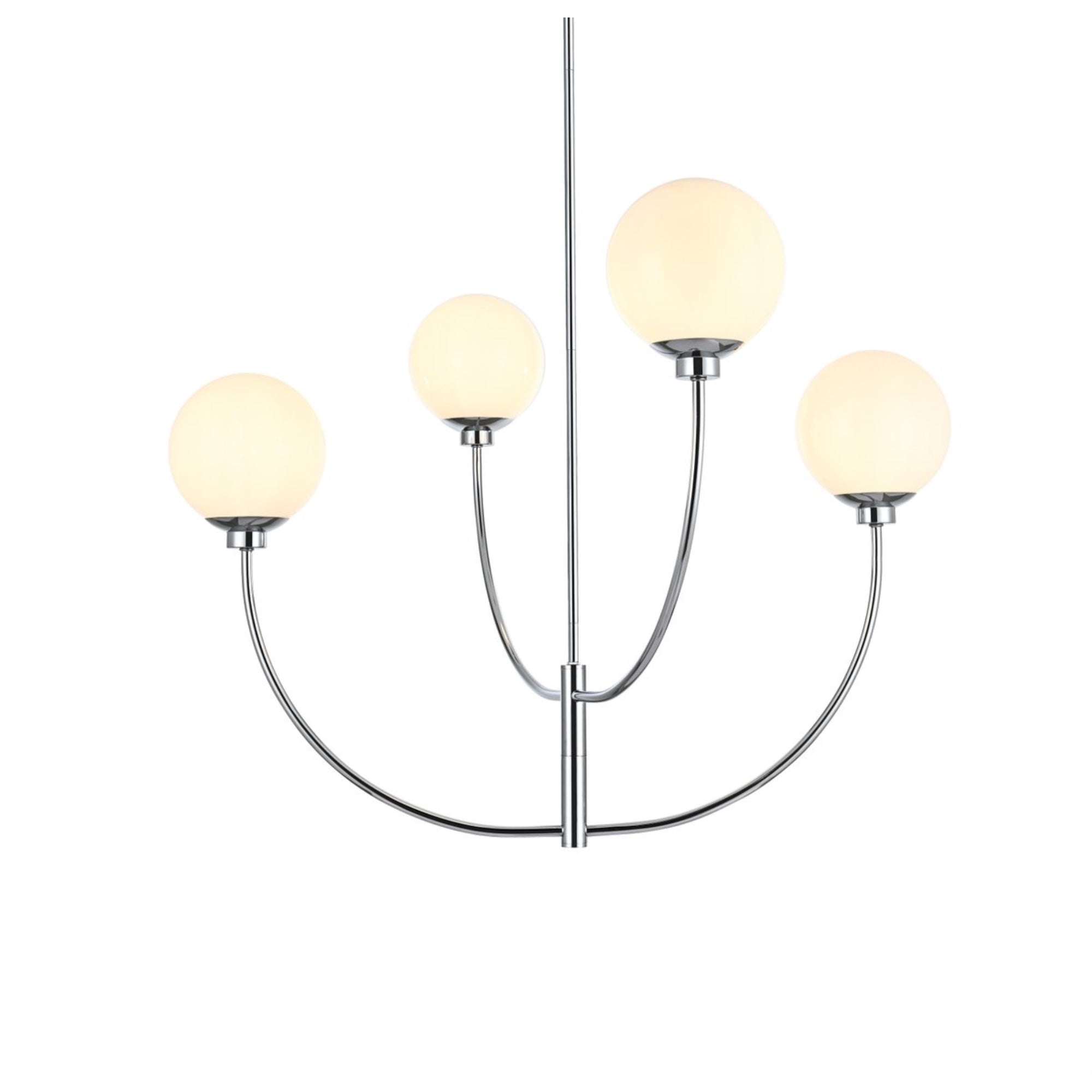 Living District Nyomi 36in 4-Light Chandelier, Metal/Glass, Chrome/White, Model LD814D36C