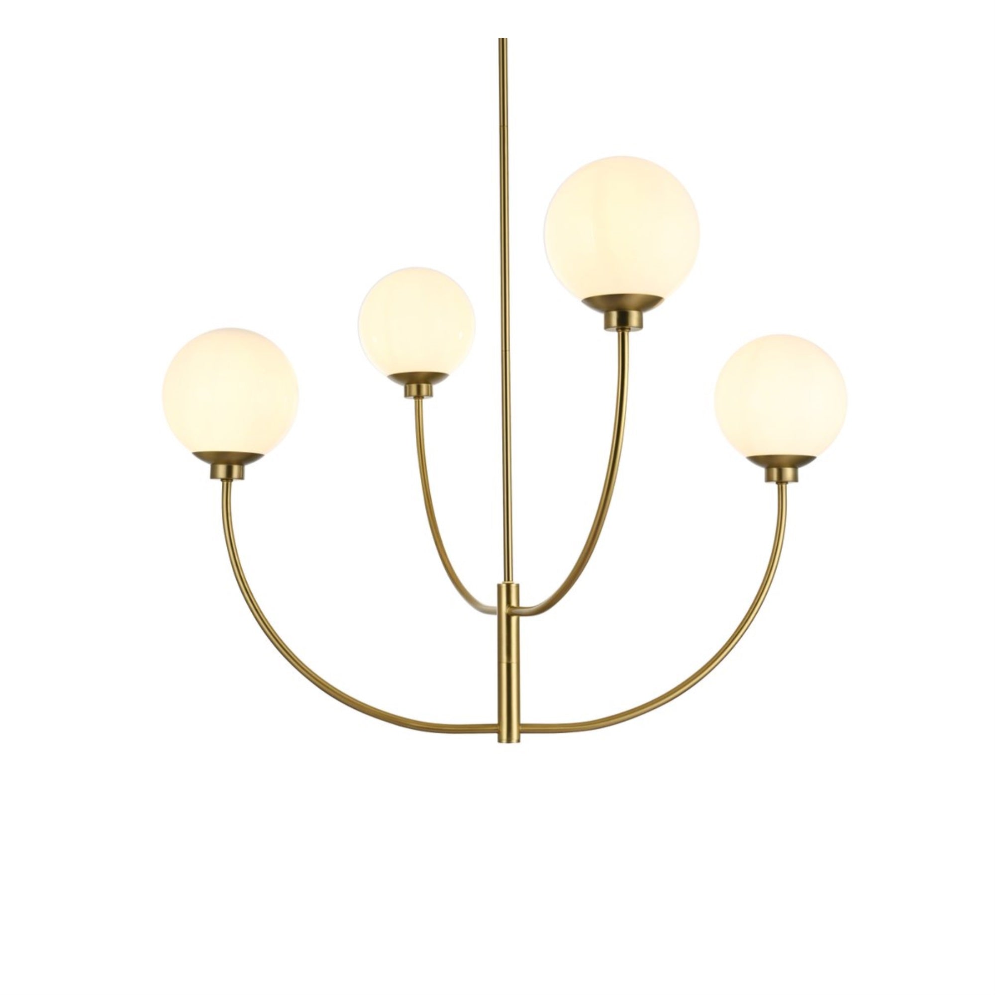Living District 4-Light Chandelier, 36in Metal/Glass, Satin Gold/White, Model LD814D36SG