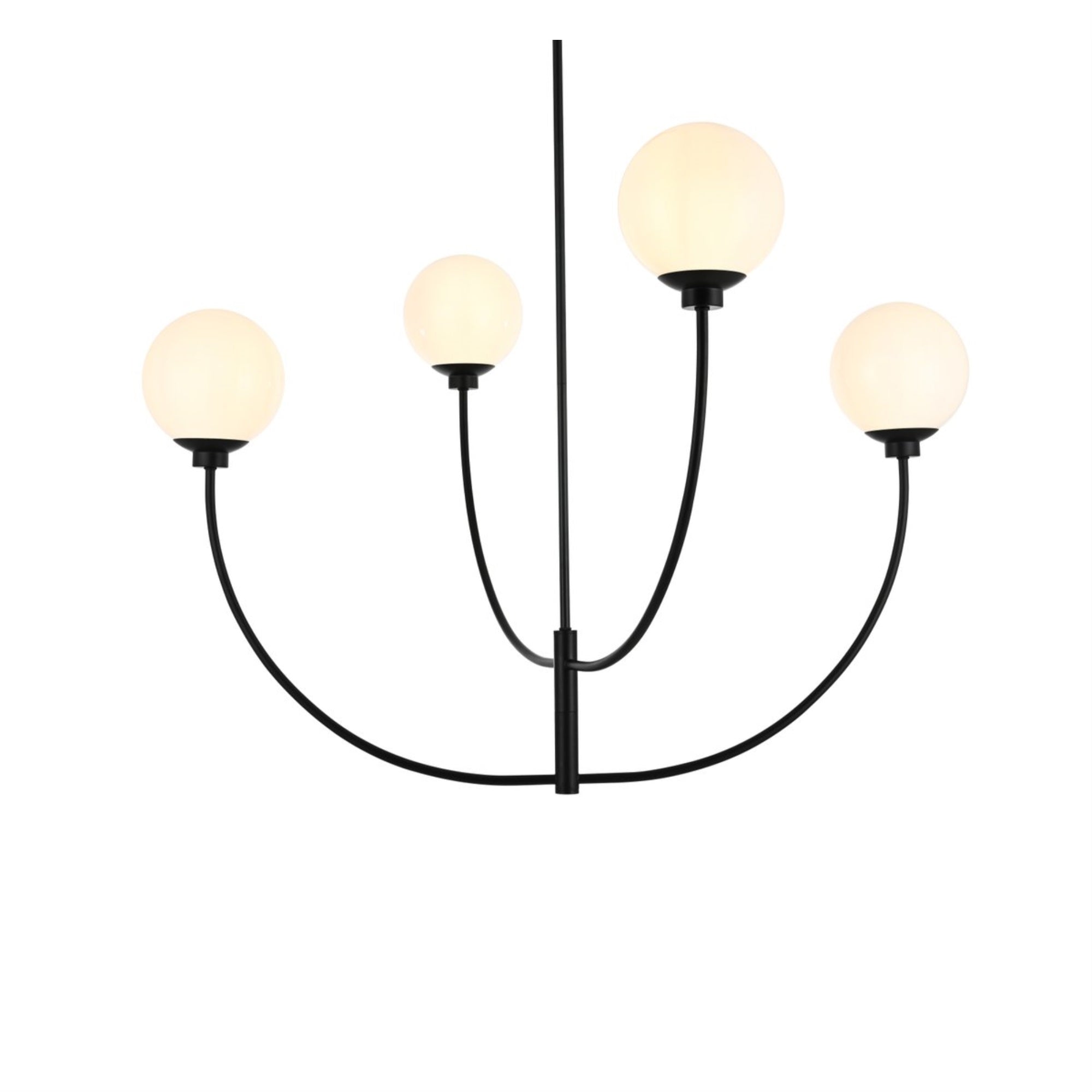 Living District 42in 4-Light Chandelier, Metal/Glass, Black/White, Model LD814D42BK