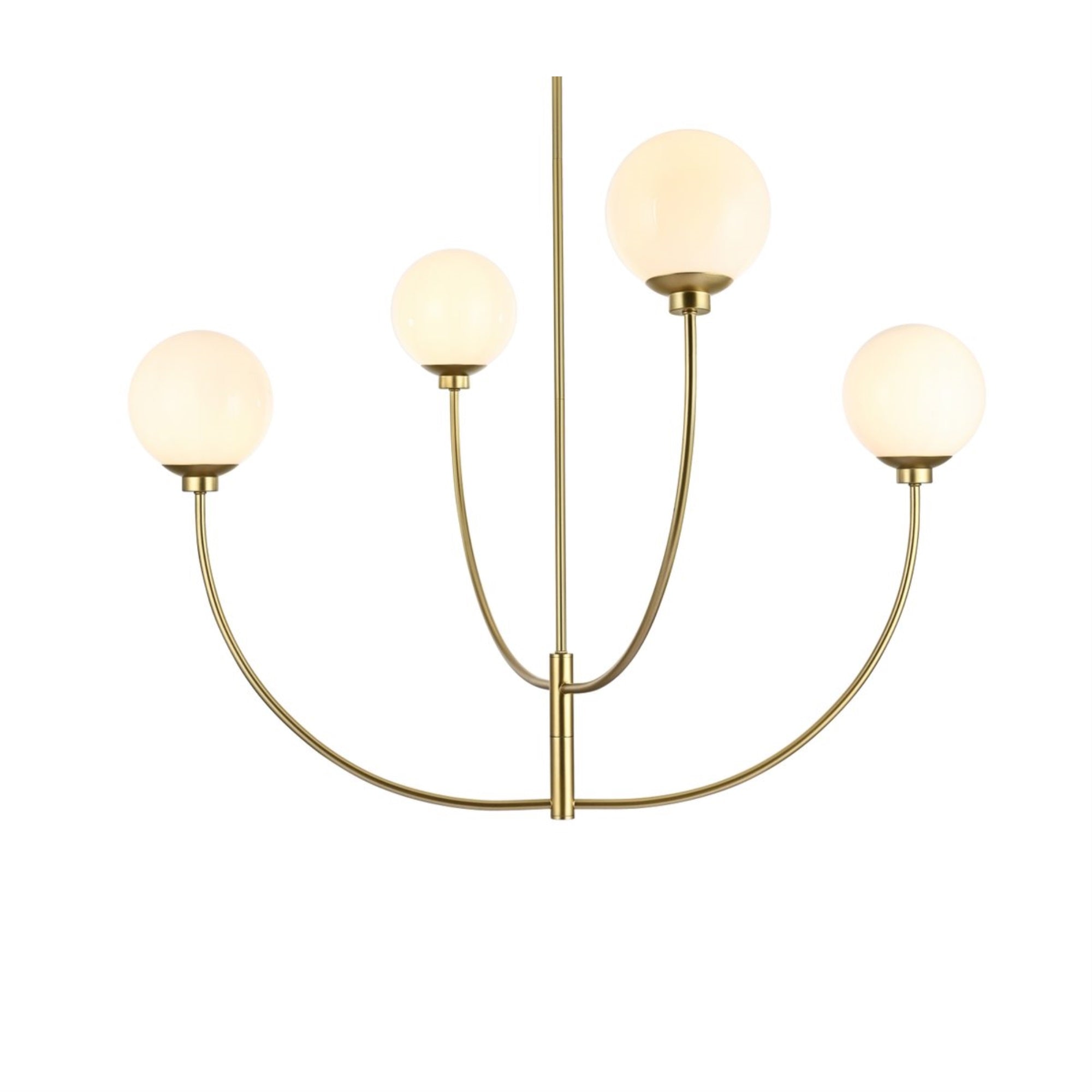 Living District 42&quot; Brass/White Metal & Glass 4-Light Chandelier - Elegant Lighting Fixture