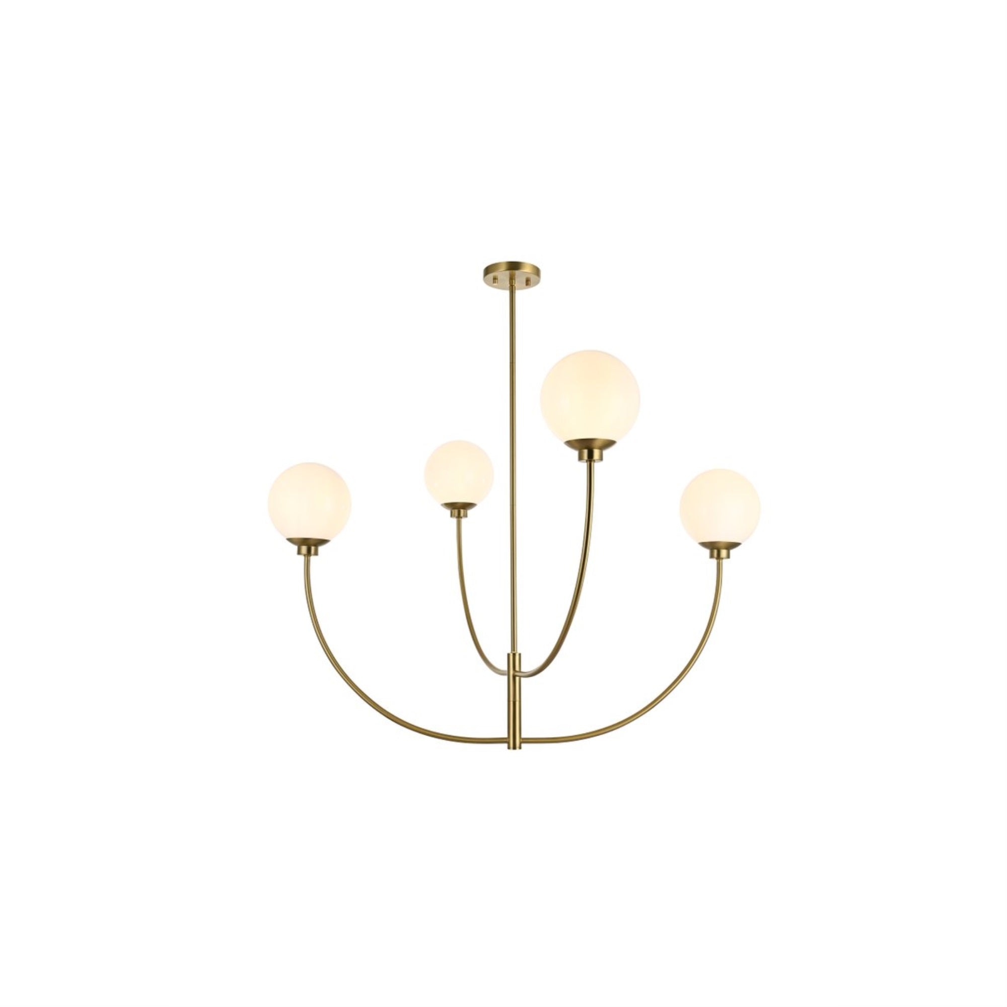 Living District 42in 4-Light Chandelier, Metal/Glass, Satin Gold, Model LD814D42SG