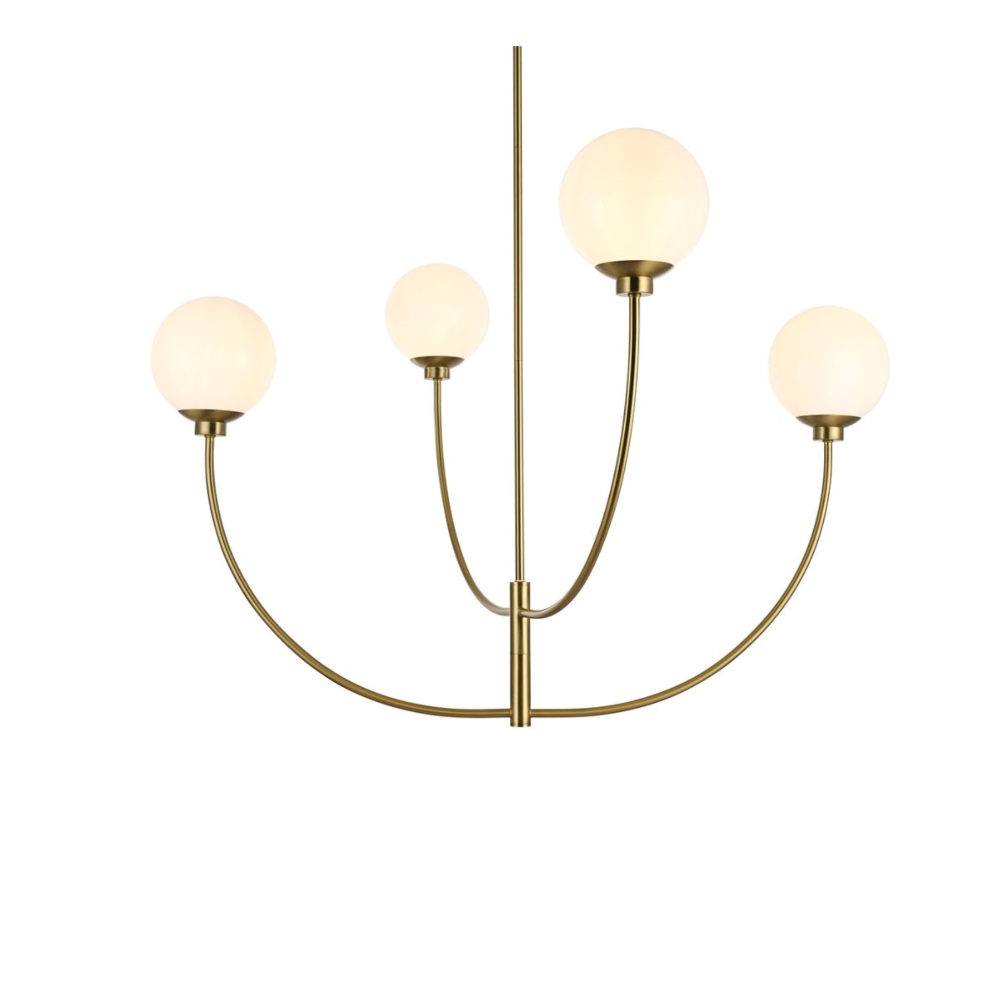 Living District 42in 4-Light Chandelier, Metal/Glass, Satin Gold, Model LD814D42SG