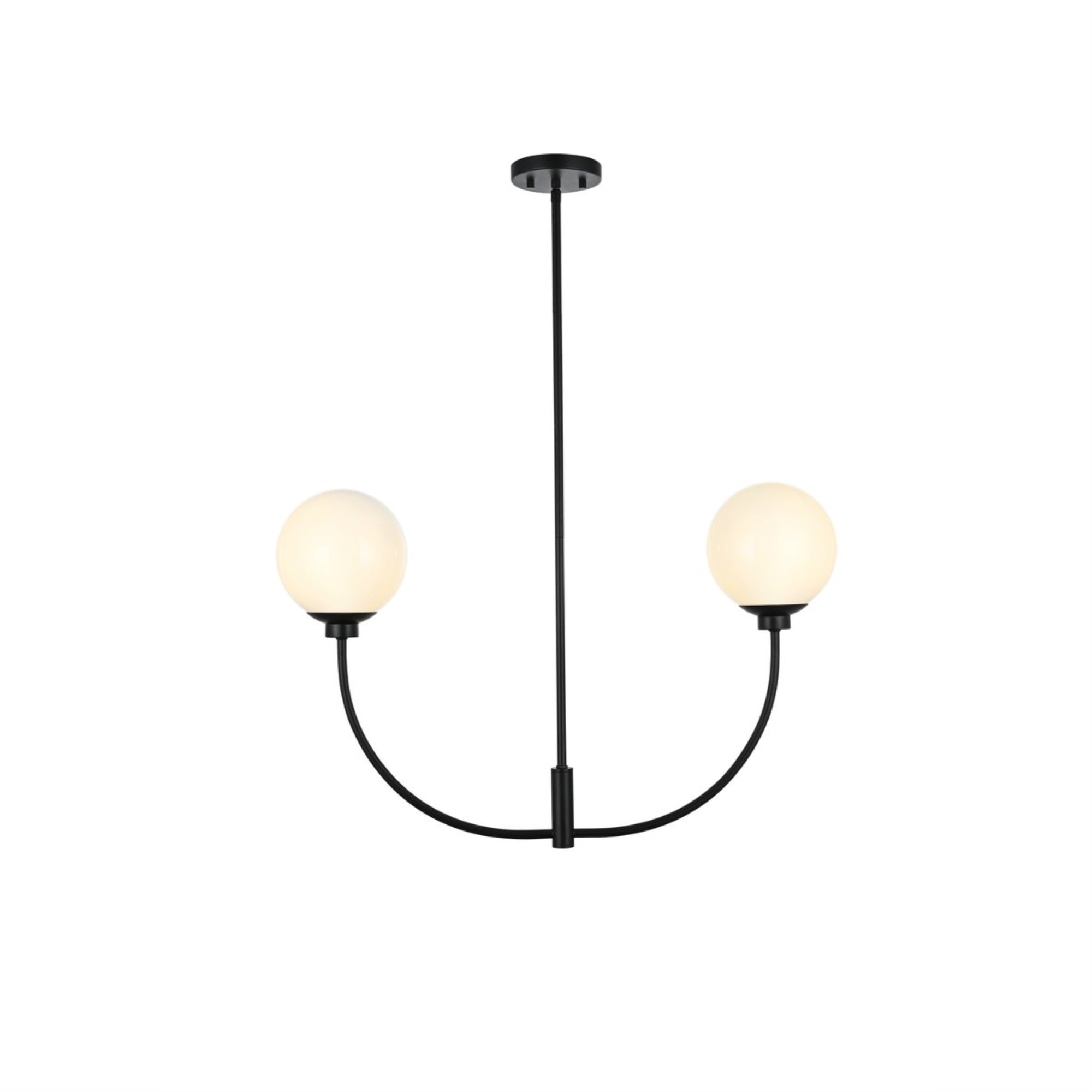 Living District 19in 2-Light Chandelier, Metal/Glass, Black/White, Model LD816D30BK