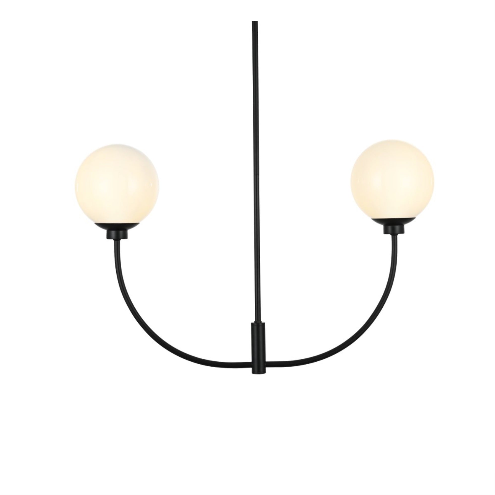 Living District 19in 2-Light Chandelier, Metal/Glass, Black/White, Model LD816D30BK